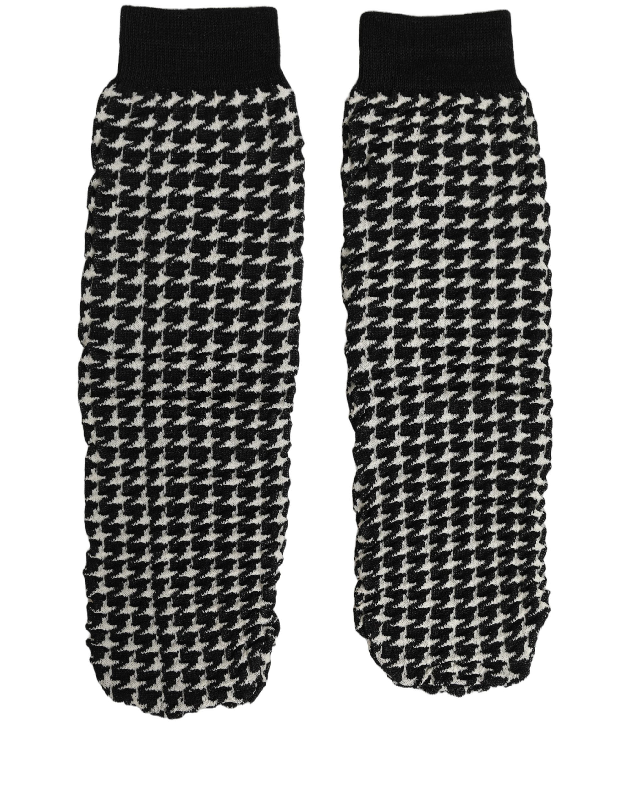 Dolce & Gabbana Black White Houndstooth Ankle Length Socks Dolce & Gabbana