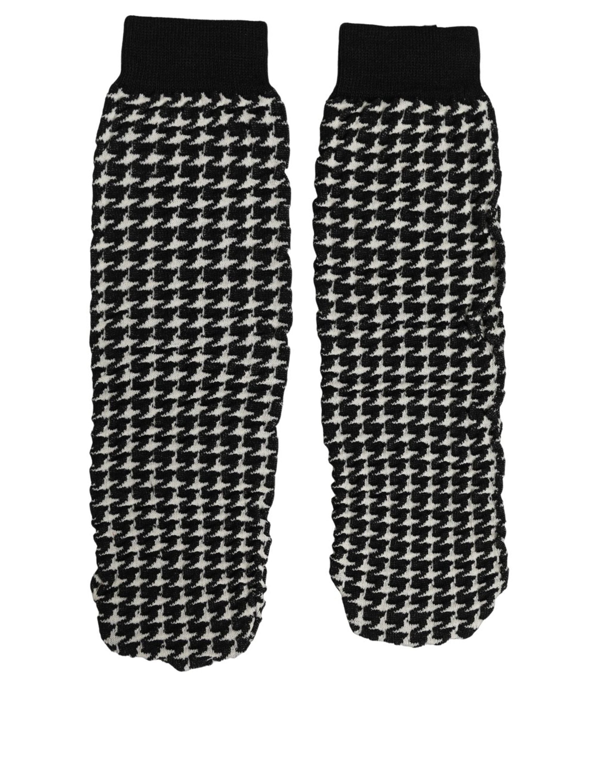 Dolce & Gabbana Black White Houndstooth Ankle Length Socks Dolce & Gabbana