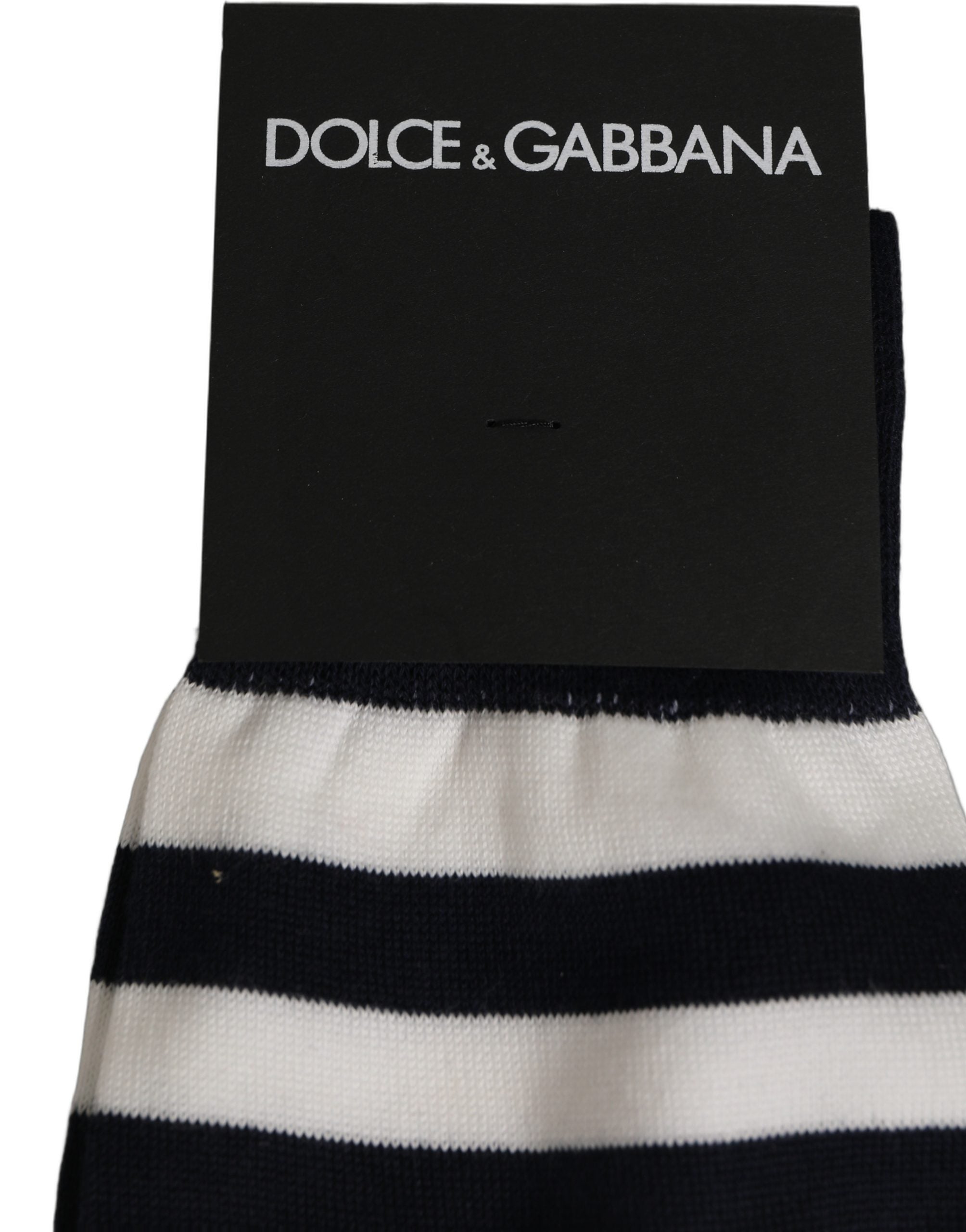 Dolce & Gabbana Black White Stripes Cotton Mid Calf Accessory Socks Dolce & Gabbana