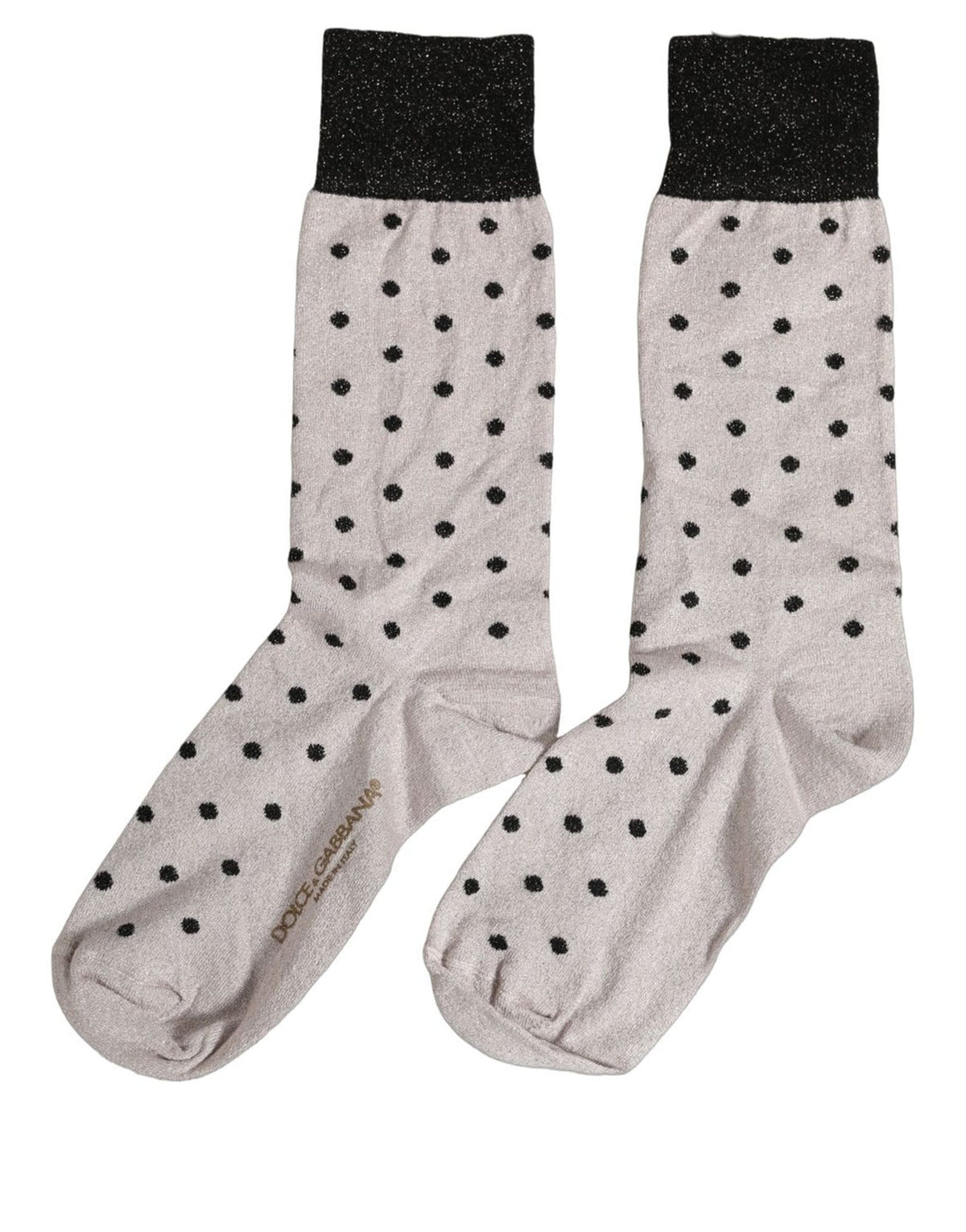 Dolce & Gabbana Gray Viscose Stretch Dotted Women Accessory Socks Dolce & Gabbana