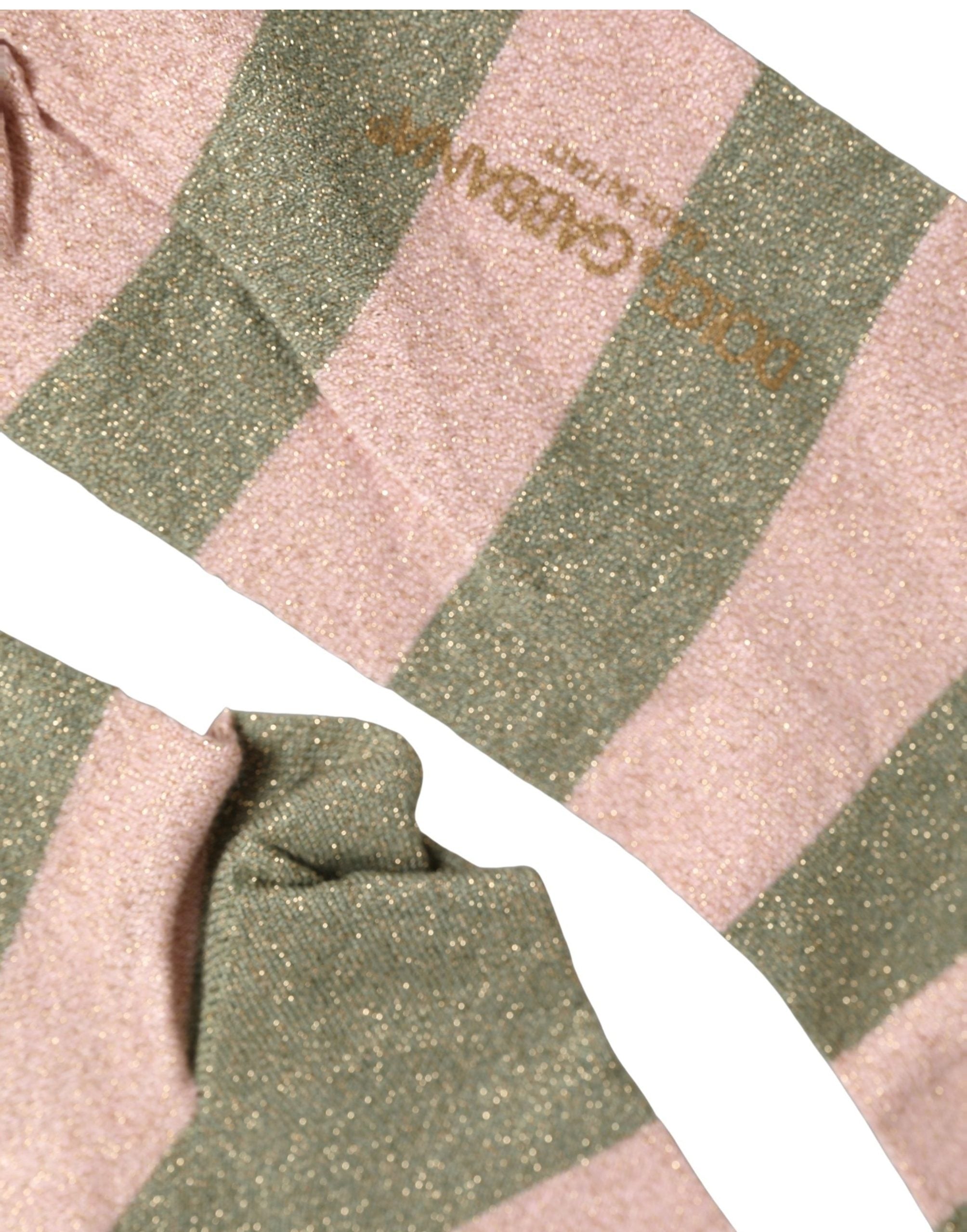 Dolce & Gabbana Gray Pink Stripes Mid Calf Accessory Socks Dolce & Gabbana