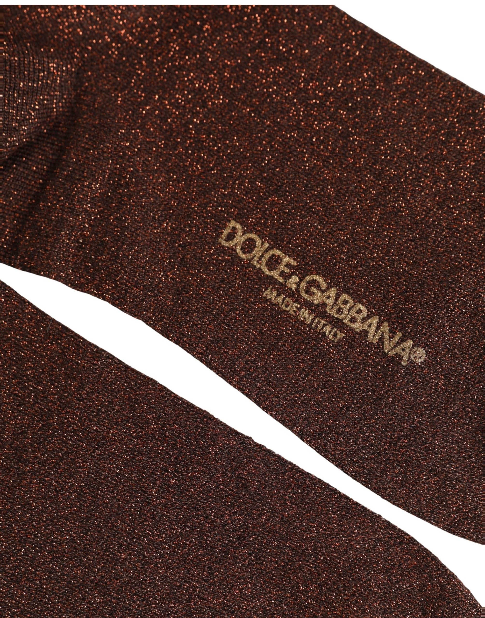 Dolce & Gabbana Dark Brown Viscose Mid Calf Accessory Socks Dolce & Gabbana