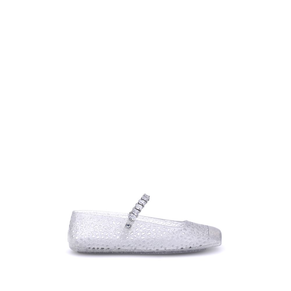 Jimmy Choo White Polyurethane Ballet Flats Jimmy Choo