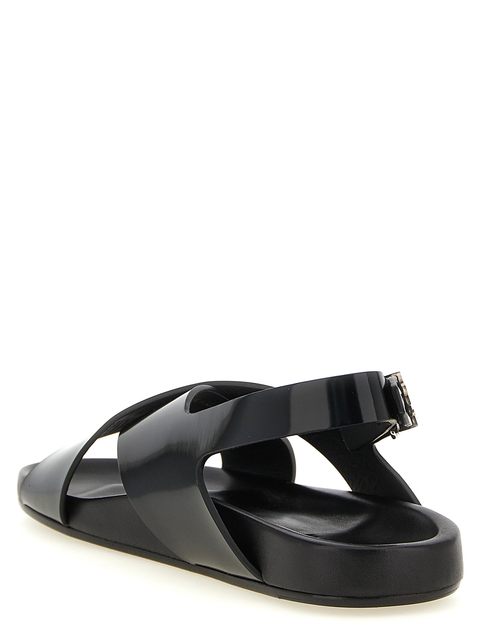Saint Laurent Black Calfskin Flat Sandals Saint Laurent