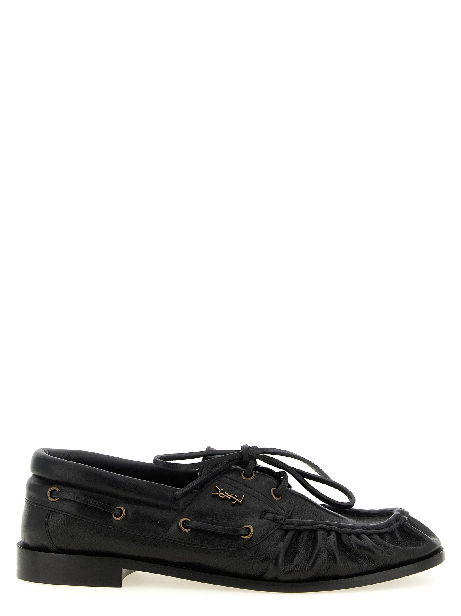 Saint Laurent Black Calfskin Slip-On Loafers Saint Laurent