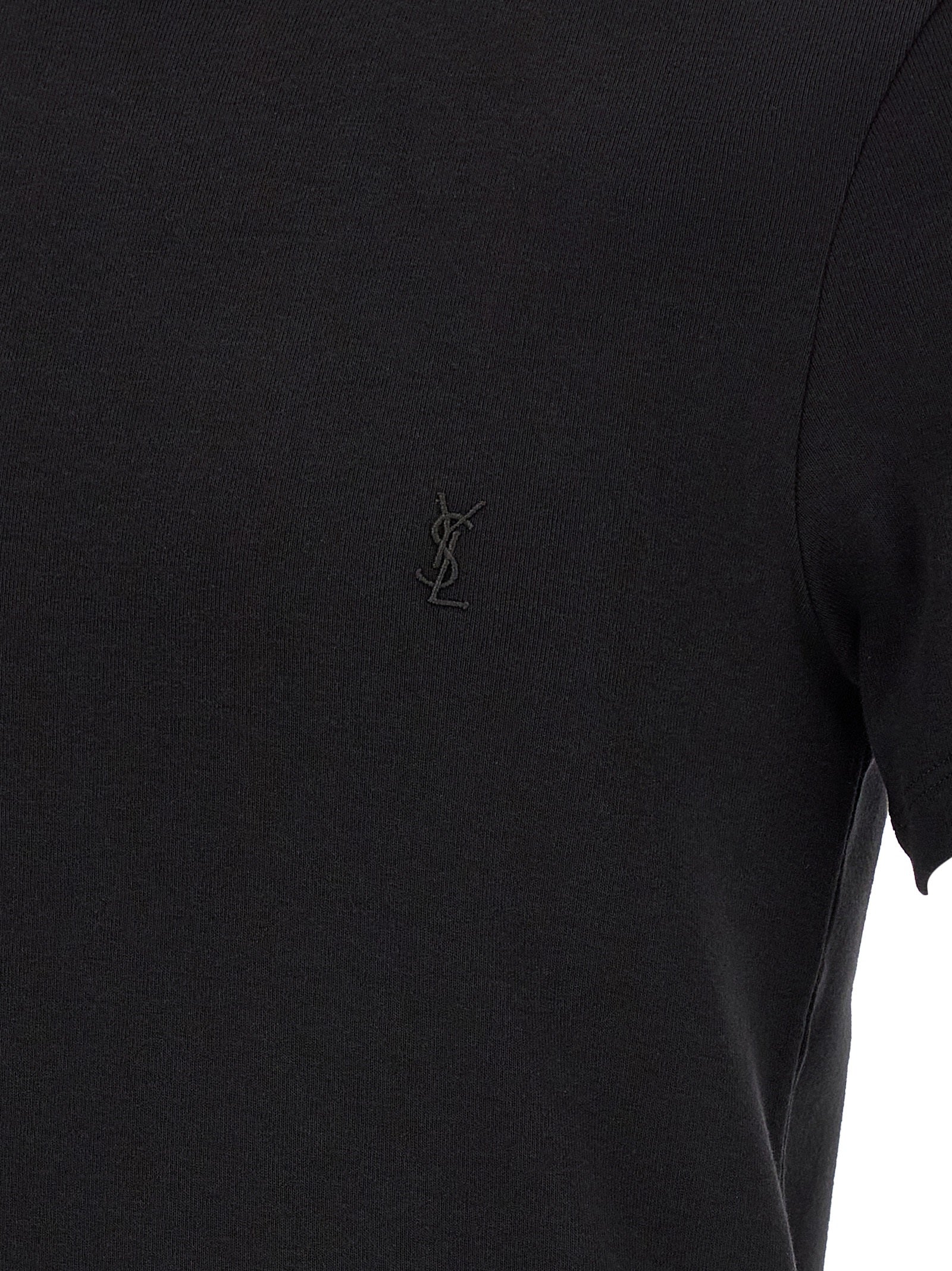 Saint Laurent Black Cotton T-Shirt Saint Laurent