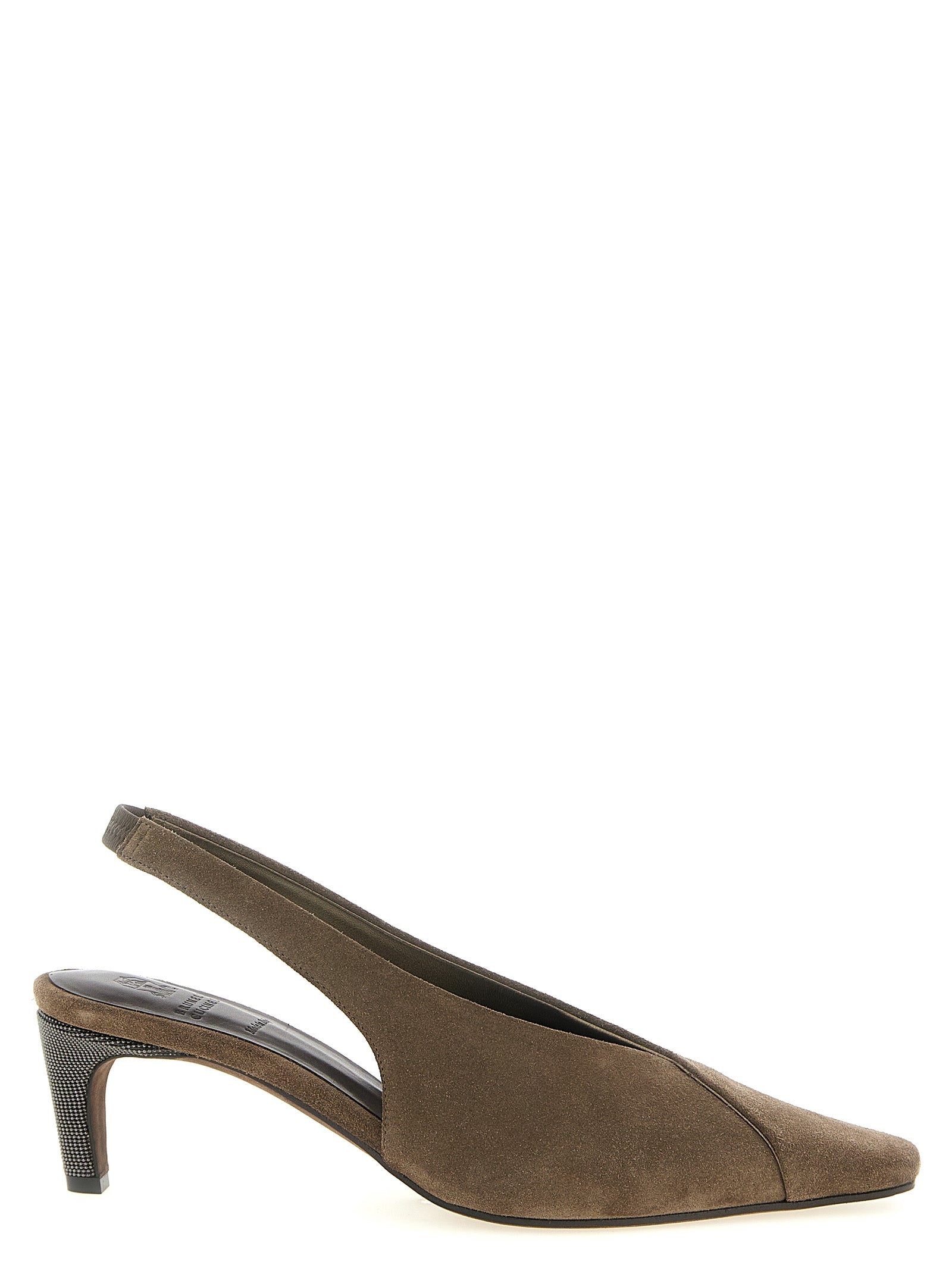 Brunello Cucinelli Gray Calfskin Mid Heel Pumps Brunello Cucinelli