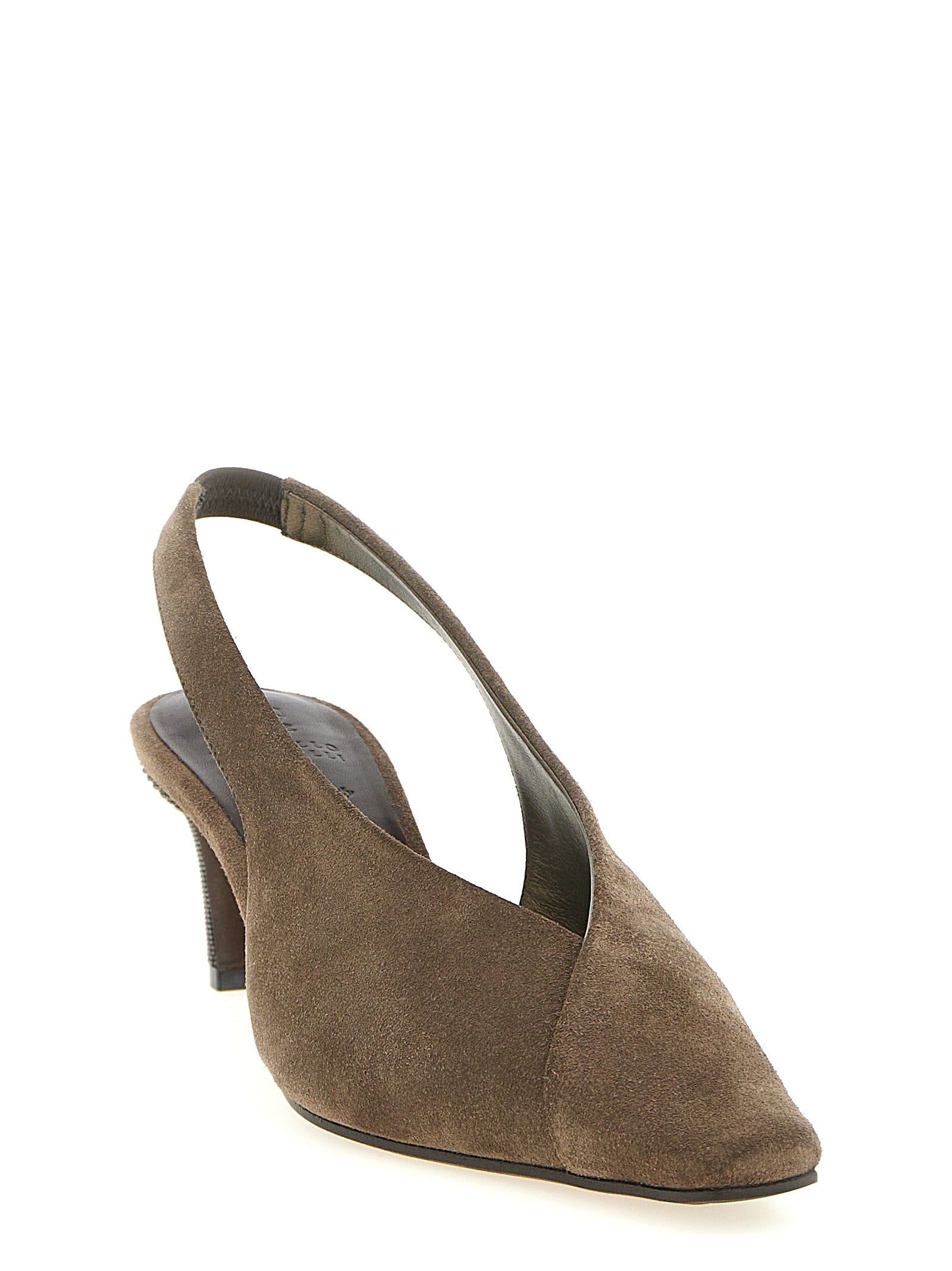 Brunello Cucinelli Gray Calfskin Mid Heel Pumps Brunello Cucinelli