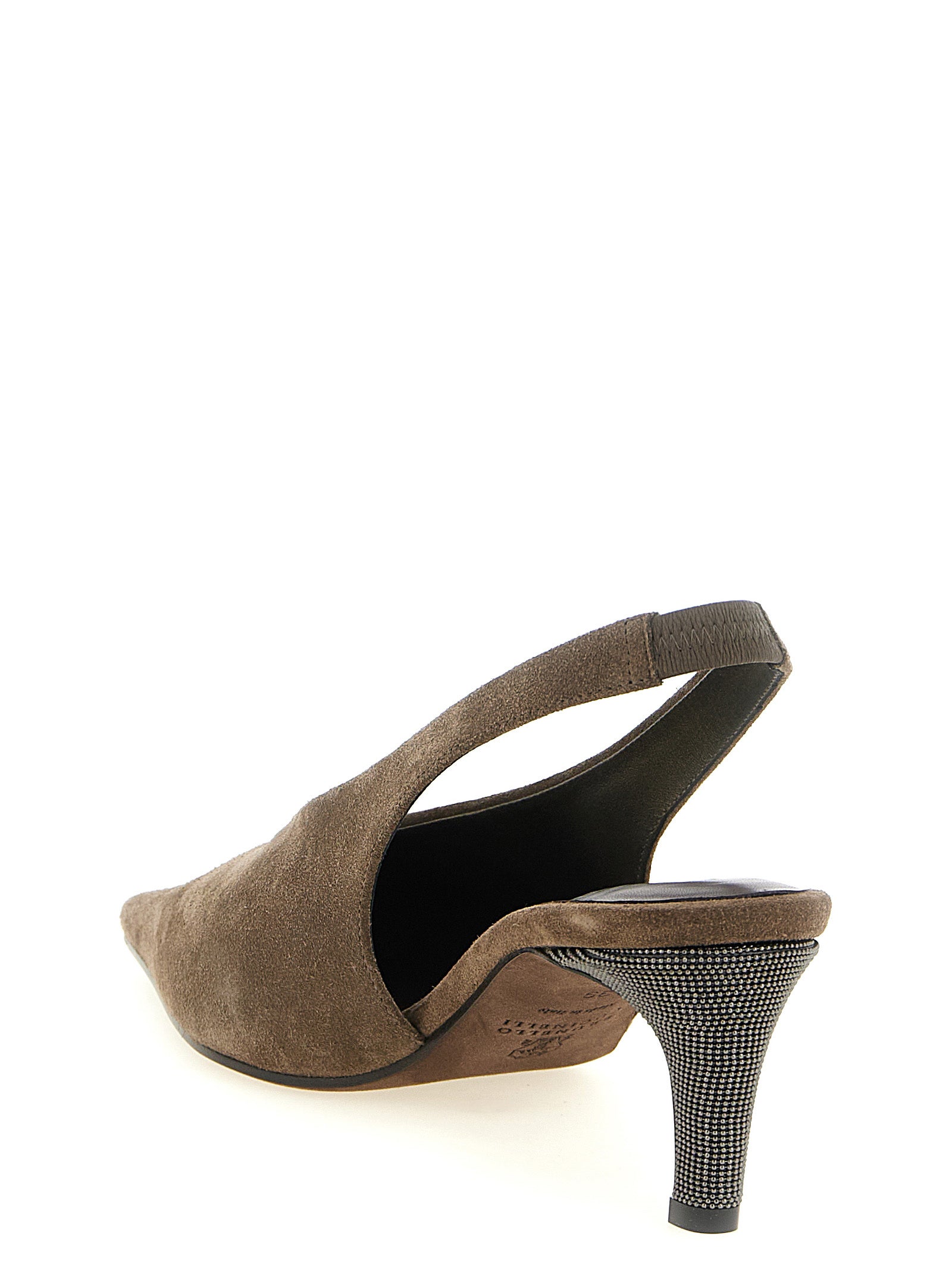 Brunello Cucinelli Gray Calfskin Mid Heel Pumps Brunello Cucinelli