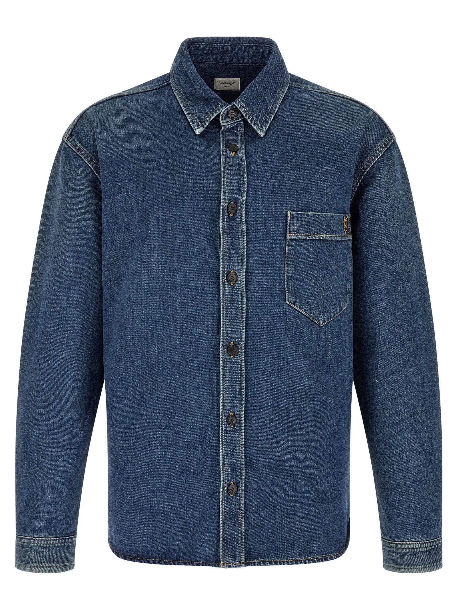 Saint Laurent Blue Cotton Blouse Saint Laurent