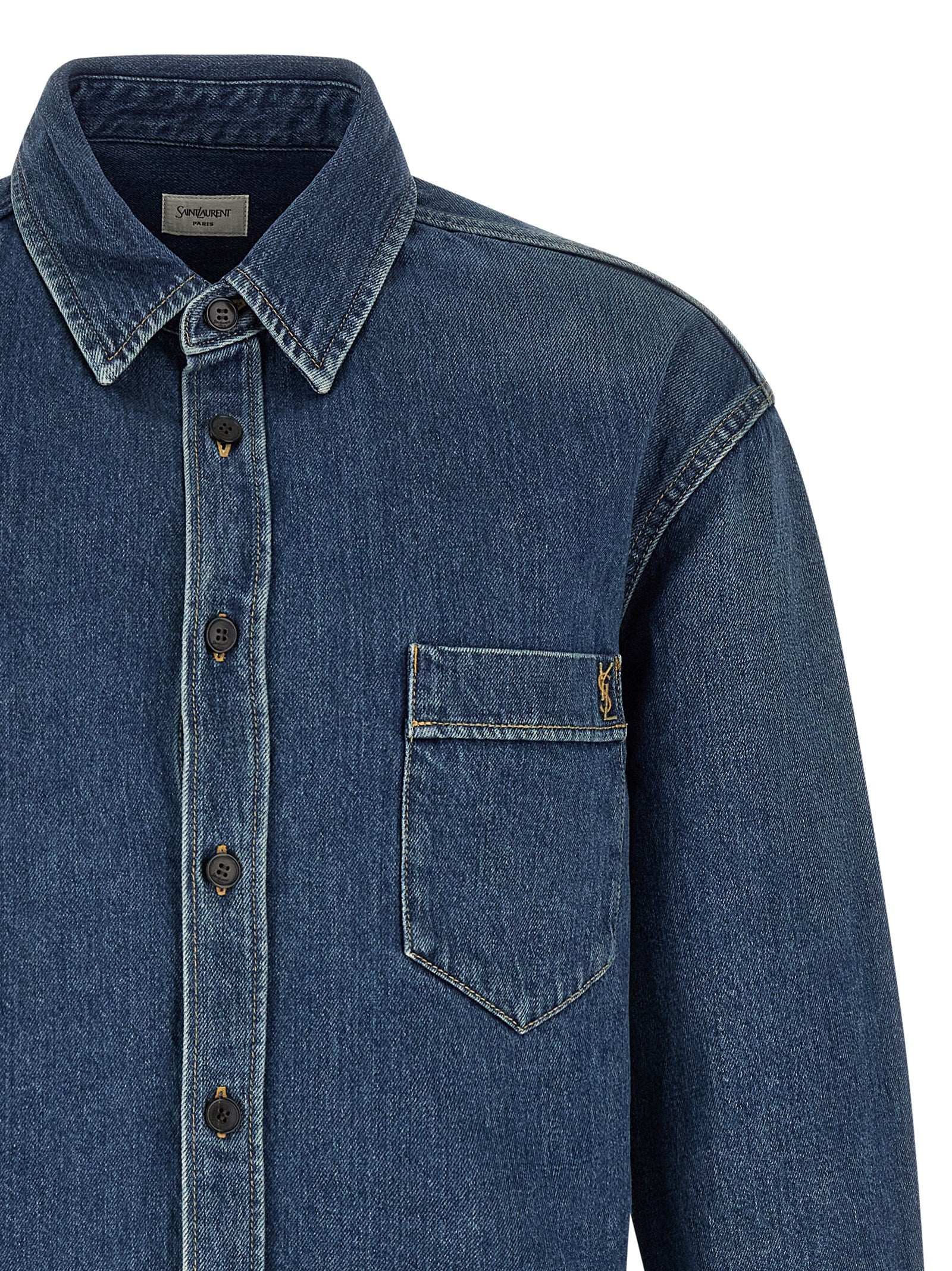 Saint Laurent Blue Cotton Blouse Saint Laurent
