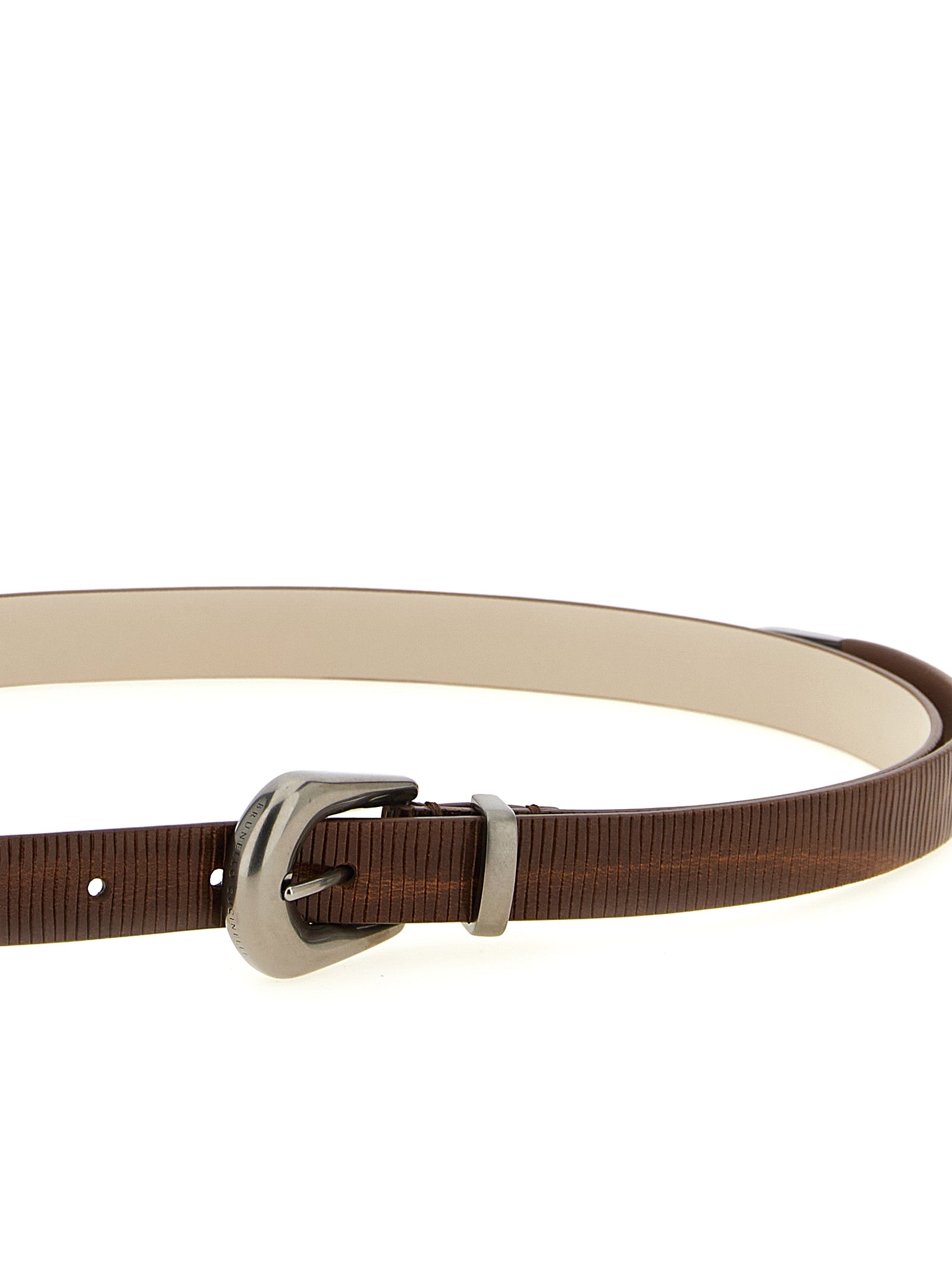 Brunello Cucinelli Brown Calfskin Thin Belt Brunello Cucinelli
