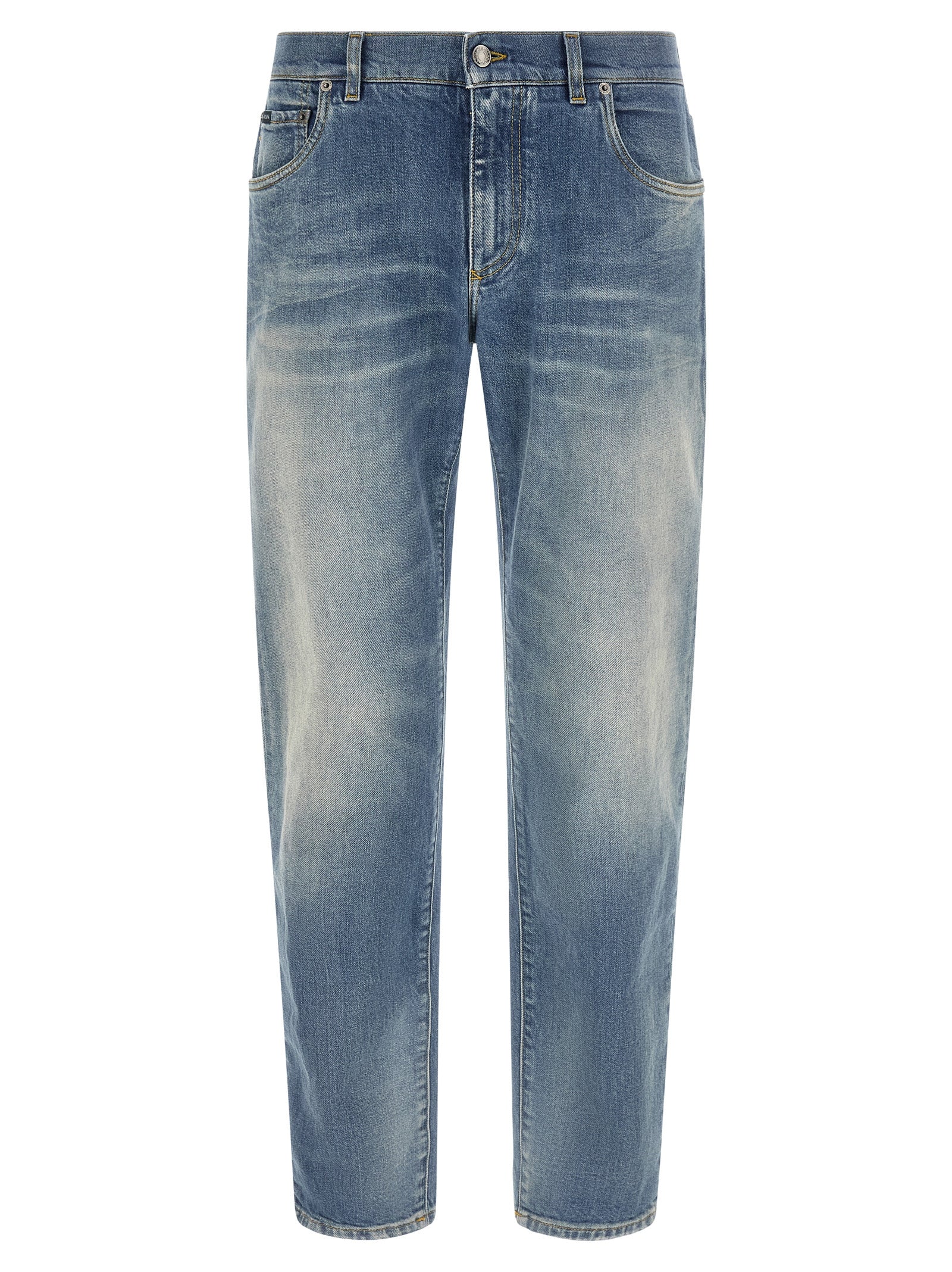 Dolce & Gabbana Blue Cotton Straight-Leg Jeans Dolce & Gabbana