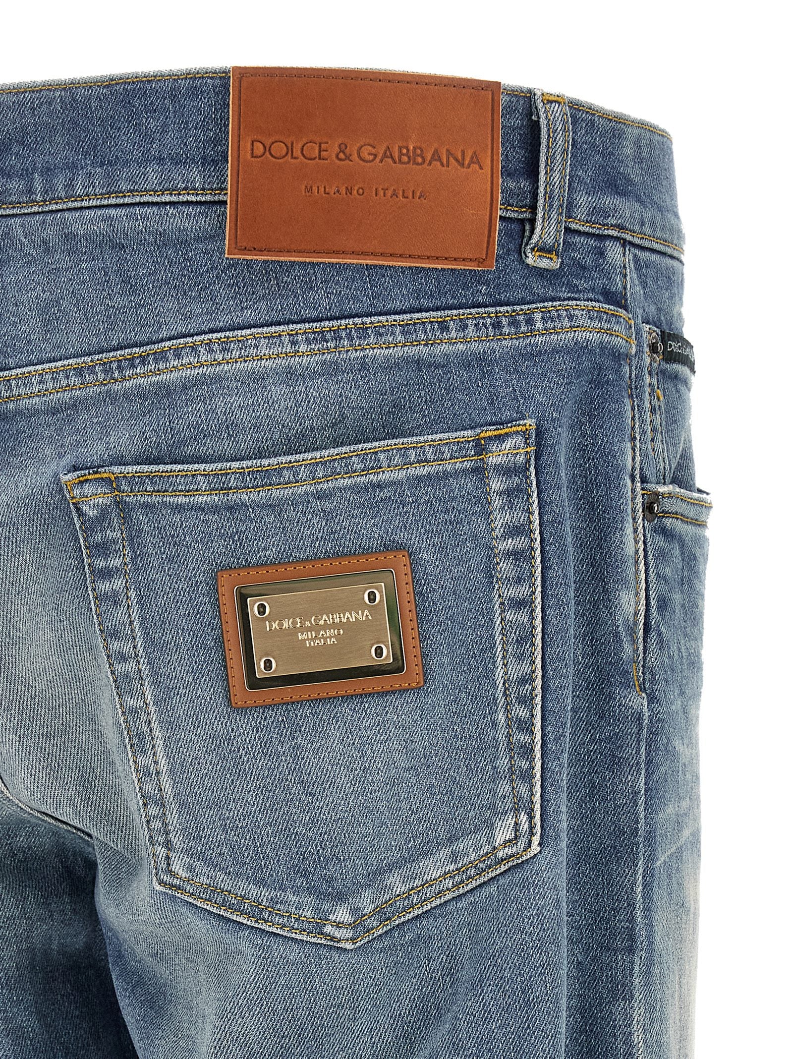 Dolce & Gabbana Blue Cotton Straight-Leg Jeans Dolce & Gabbana