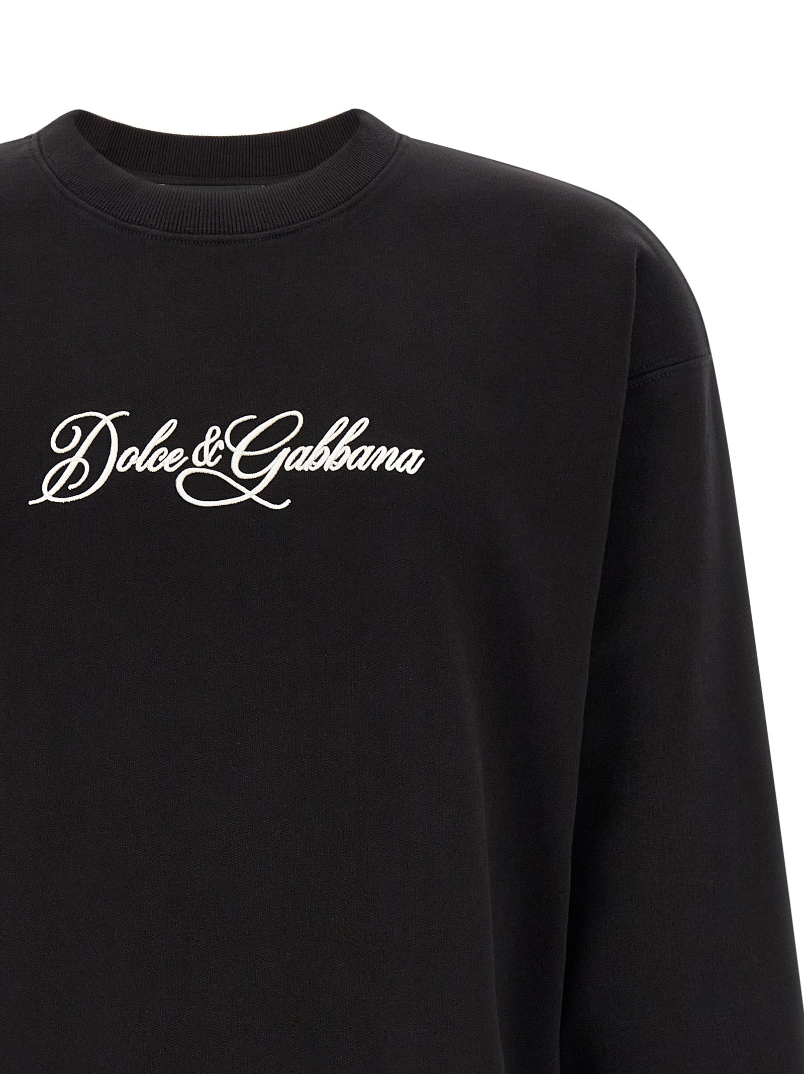 Dolce & Gabbana Black Cotton Sweatshirt Dolce & Gabbana