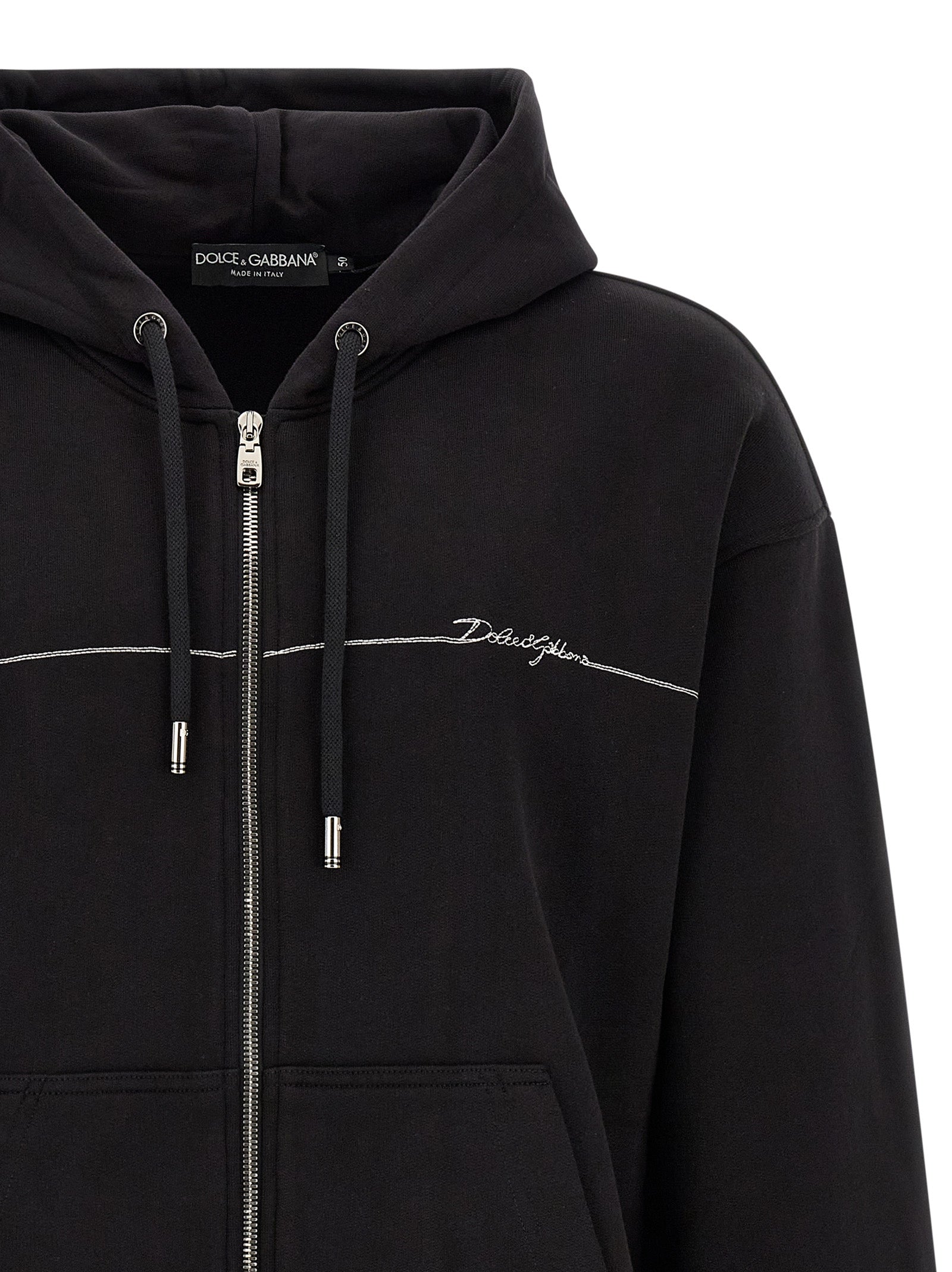 Dolce & Gabbana Black Cotton Sweatshirt Dolce & Gabbana