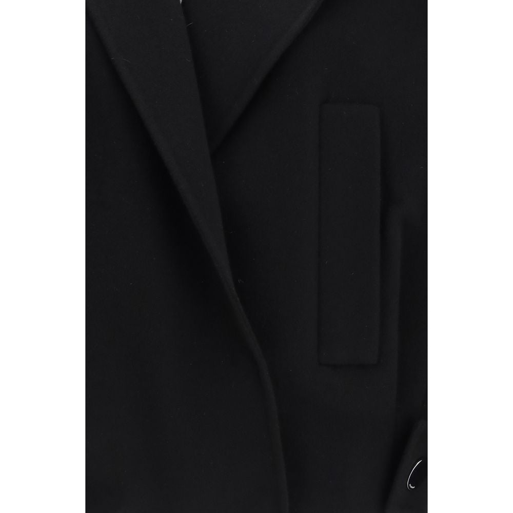 Max Mara Black Wool Oves Aries Full-Length Jacket Max Mara