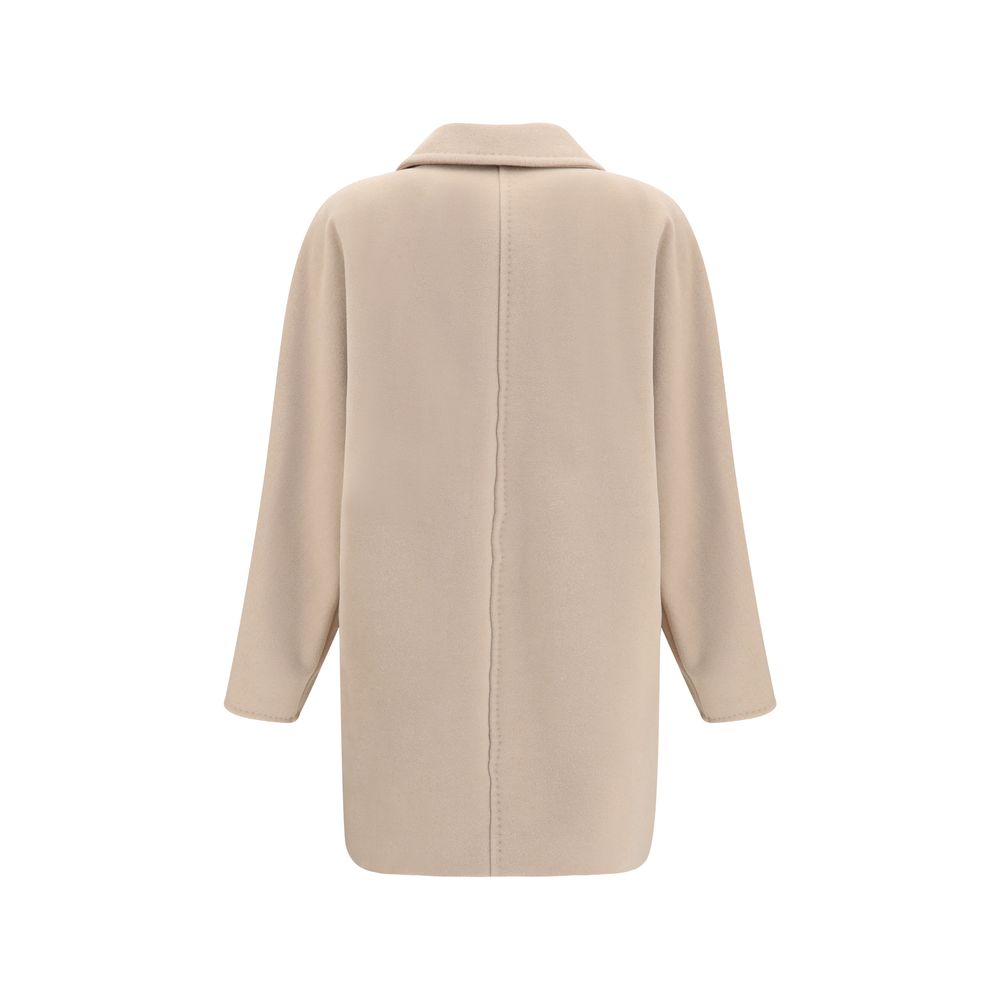 Max Mara Beige Wool Oves Aries Full-Length Jacket Max Mara