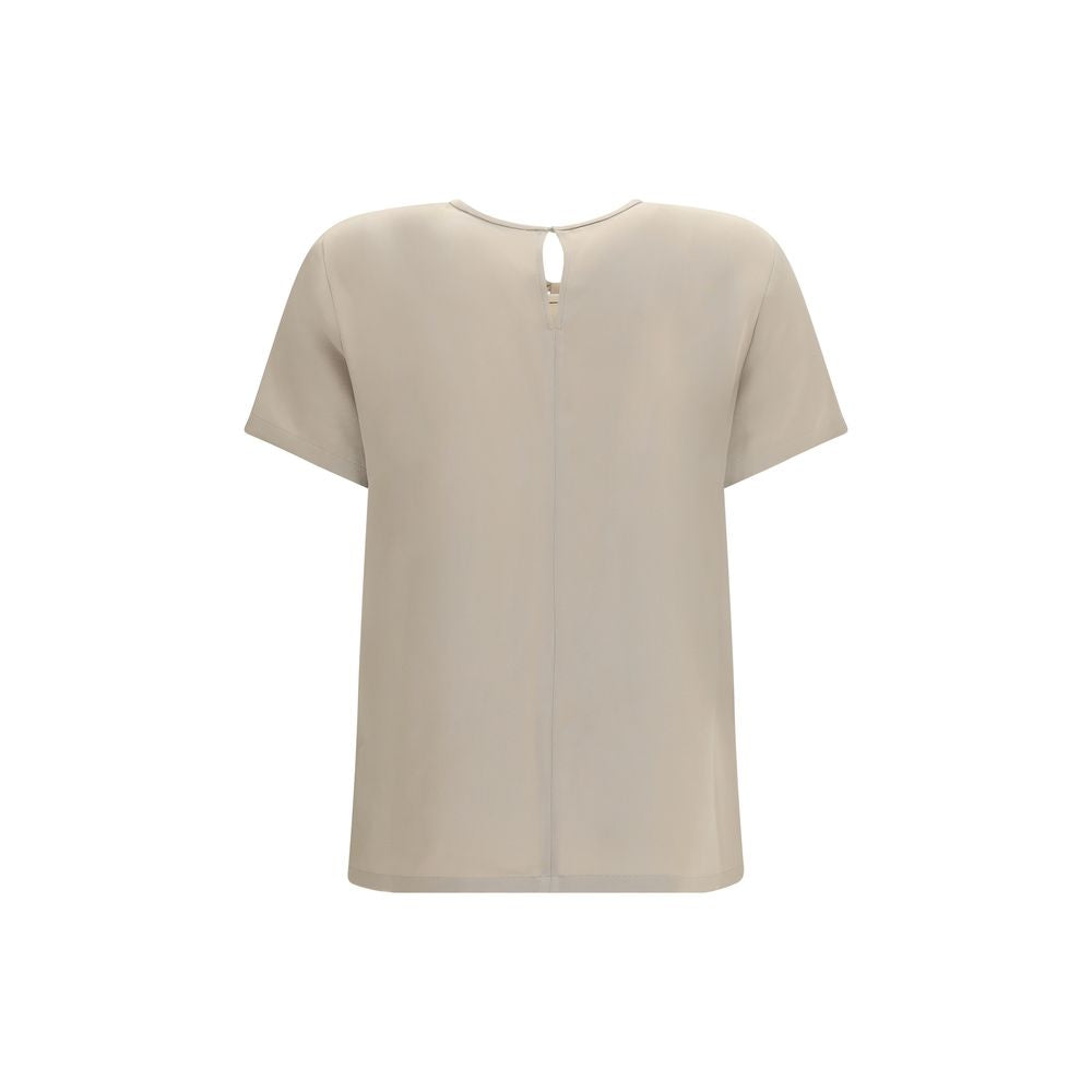 Max Mara Beige Silk T-Shirt Max Mara