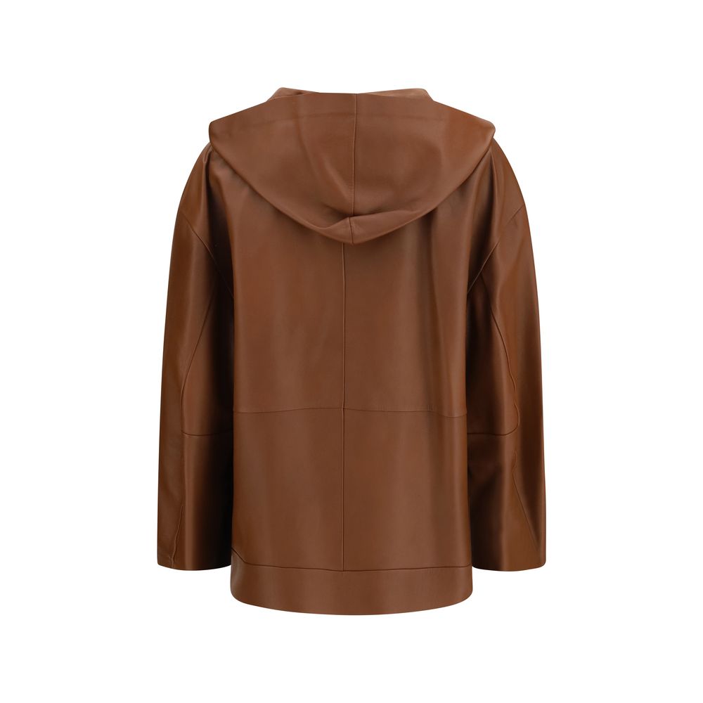 Max Mara Brown Lamb Ovis Aries Leather Jacket Max Mara