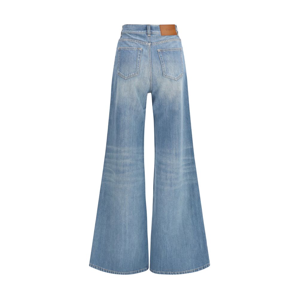 Chloé Blue Cotton Flared Jeans Chloé