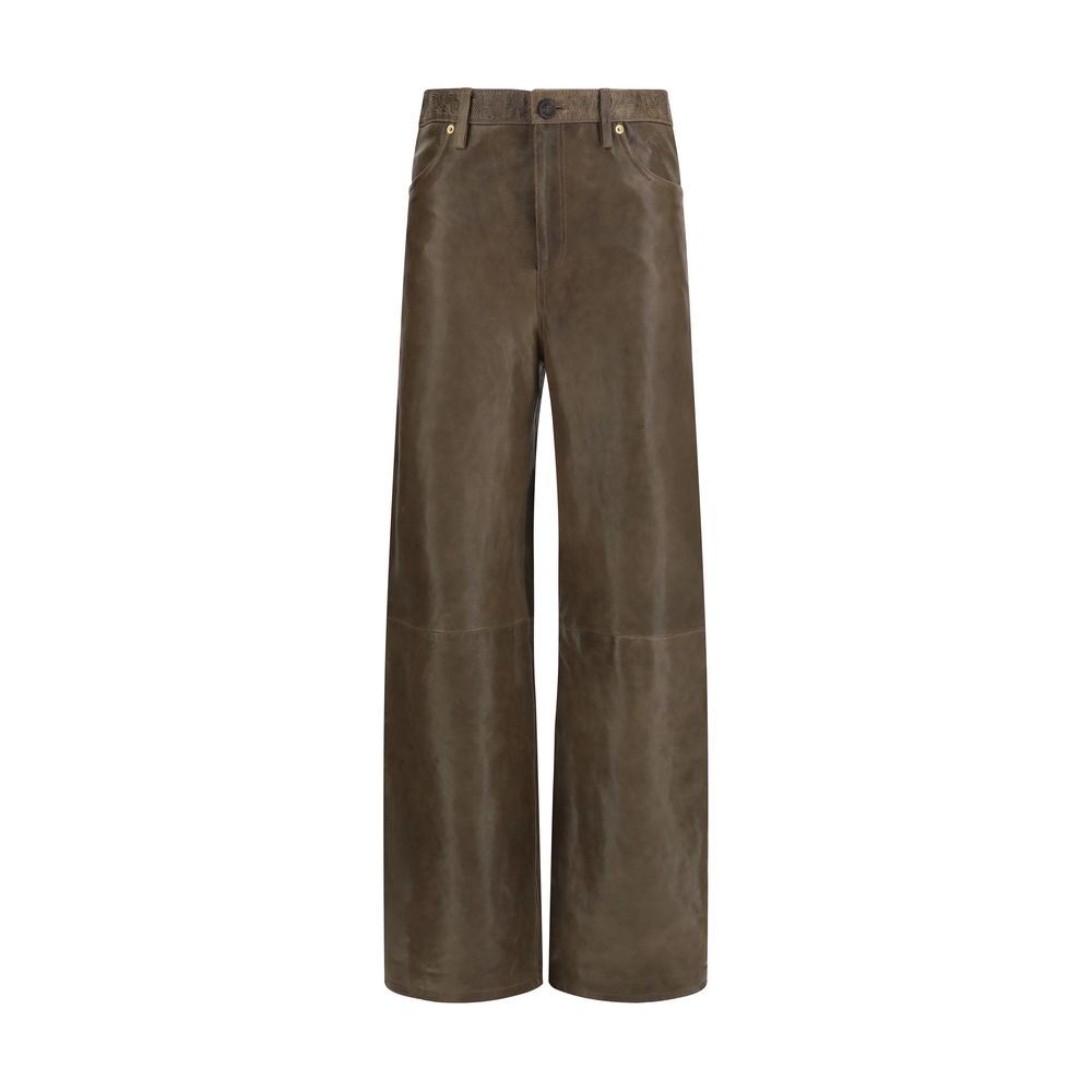 Golden Goose Brown Leather Pants Golden Goose