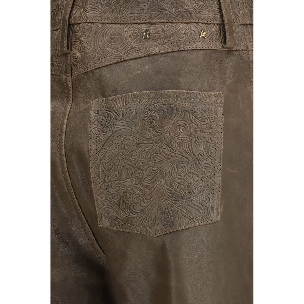 Golden Goose Brown Leather Pants Golden Goose