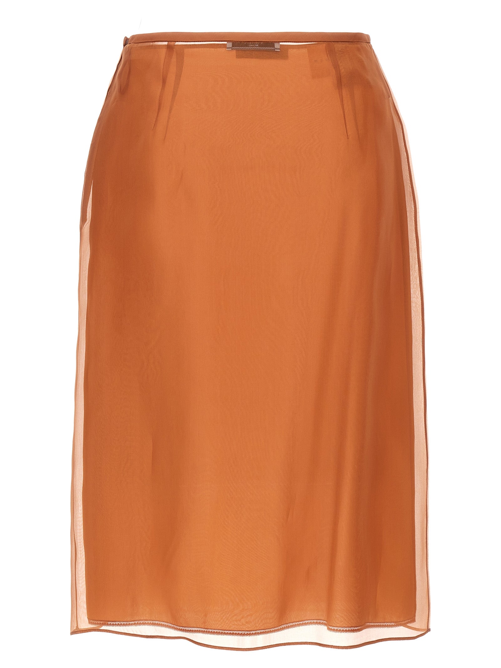 Prada Brown Silk Midi Skirt Prada