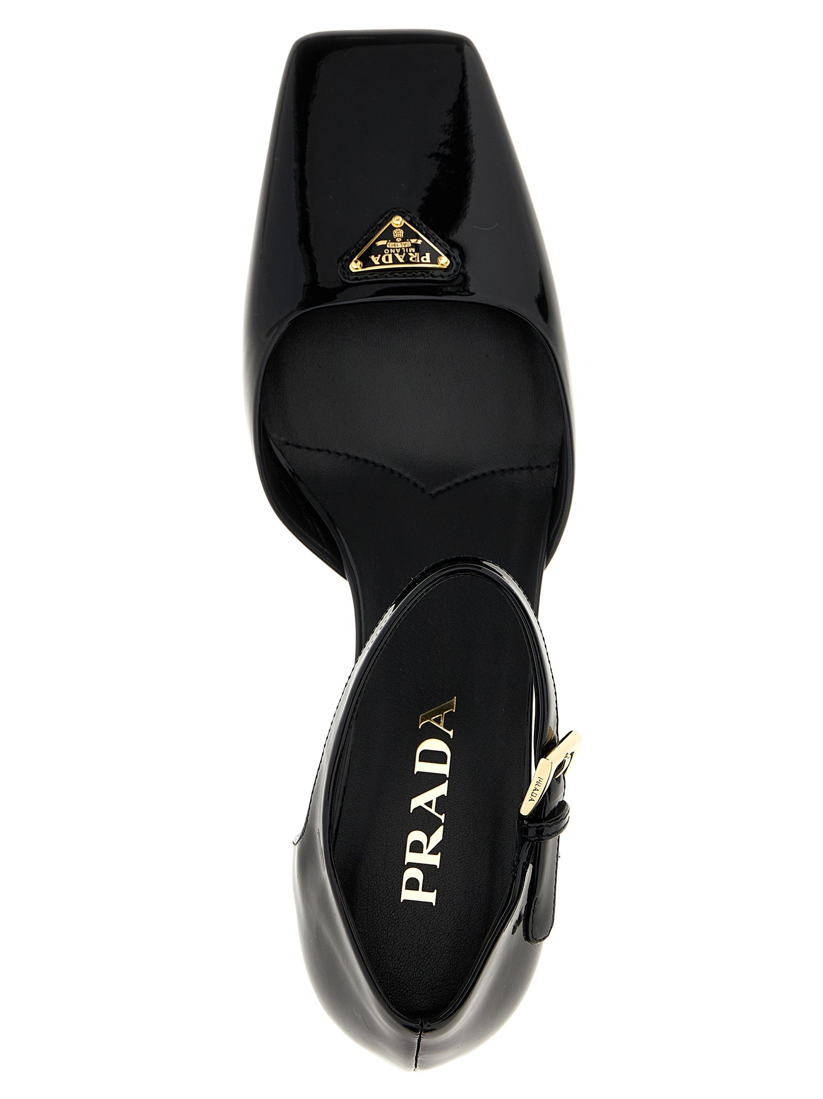 Prada Black Cowhide Mid Heel Pumps Prada