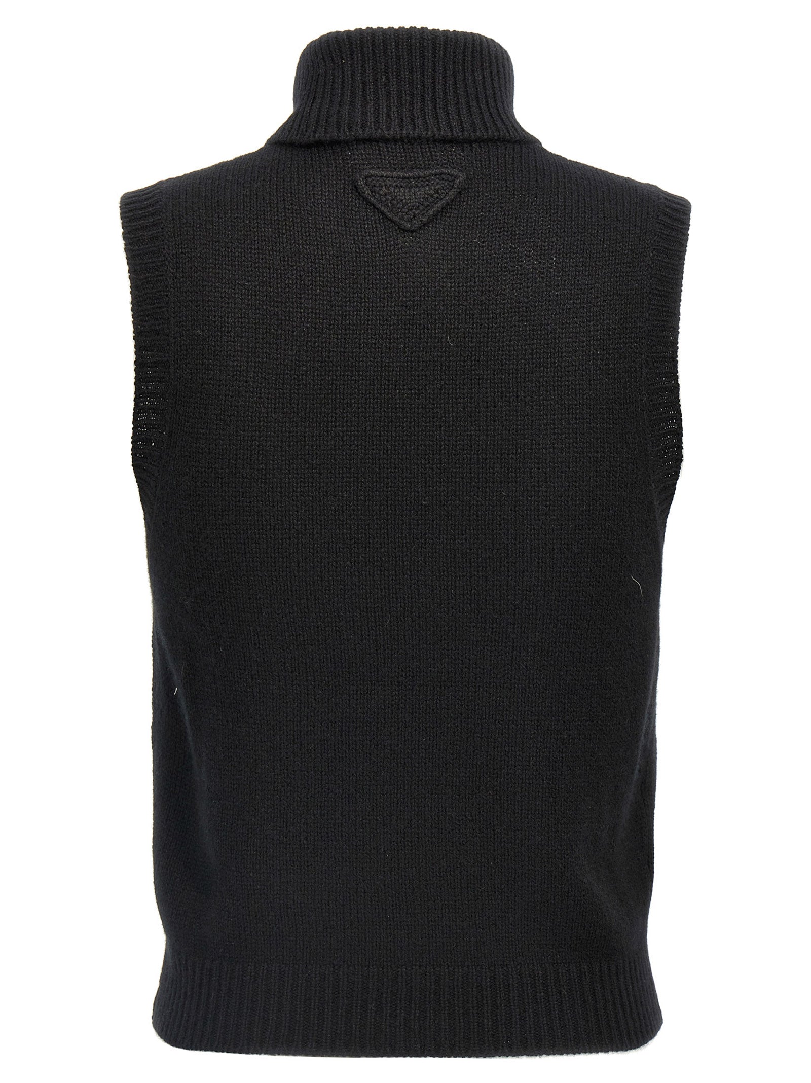 Prada Black Cashmere Sleeveless Jacket Prada