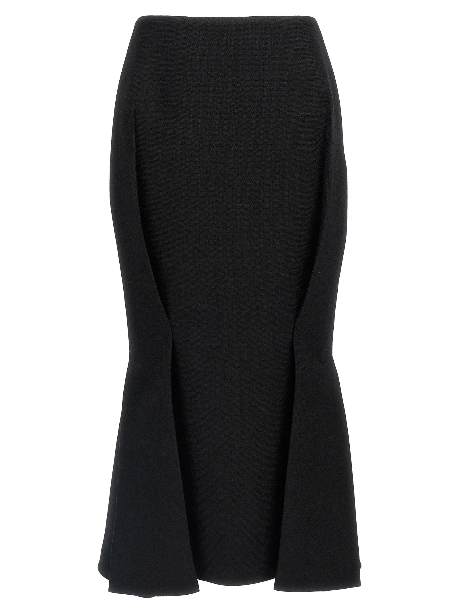 Prada Black Virgin Wool Midi Skirt Prada
