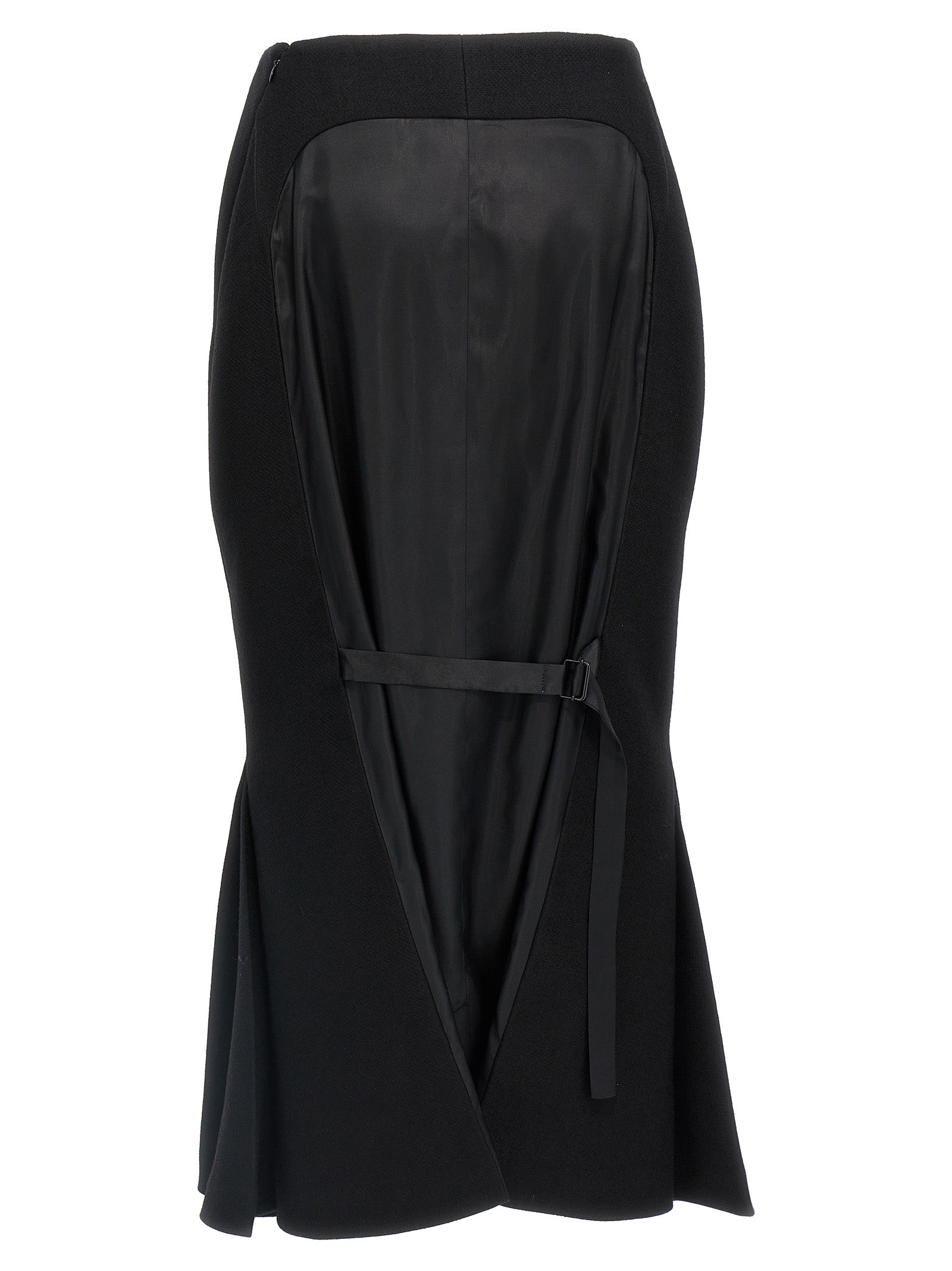 Prada Black Virgin Wool Midi Skirt Prada