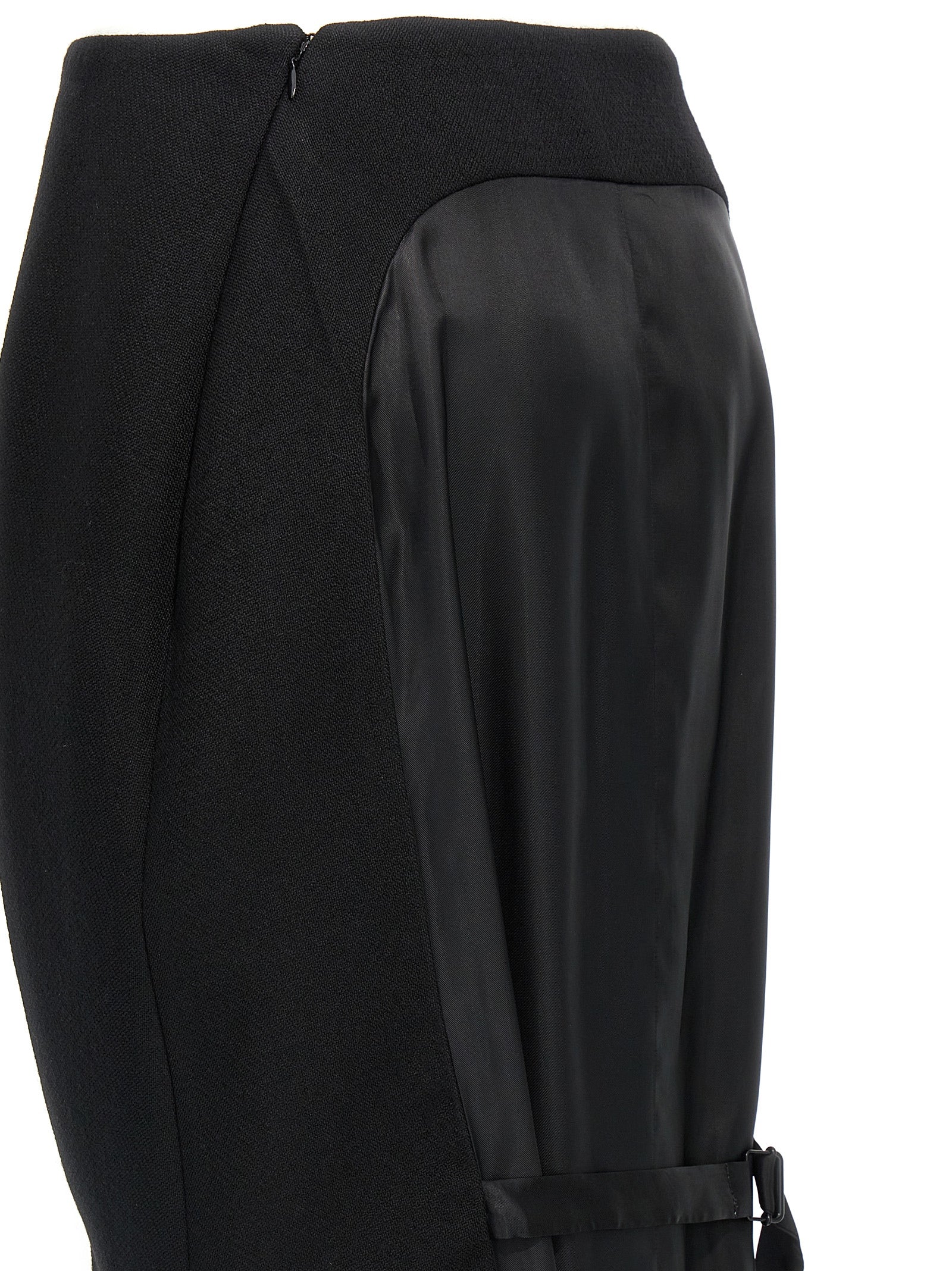 Prada Black Virgin Wool Midi Skirt Prada