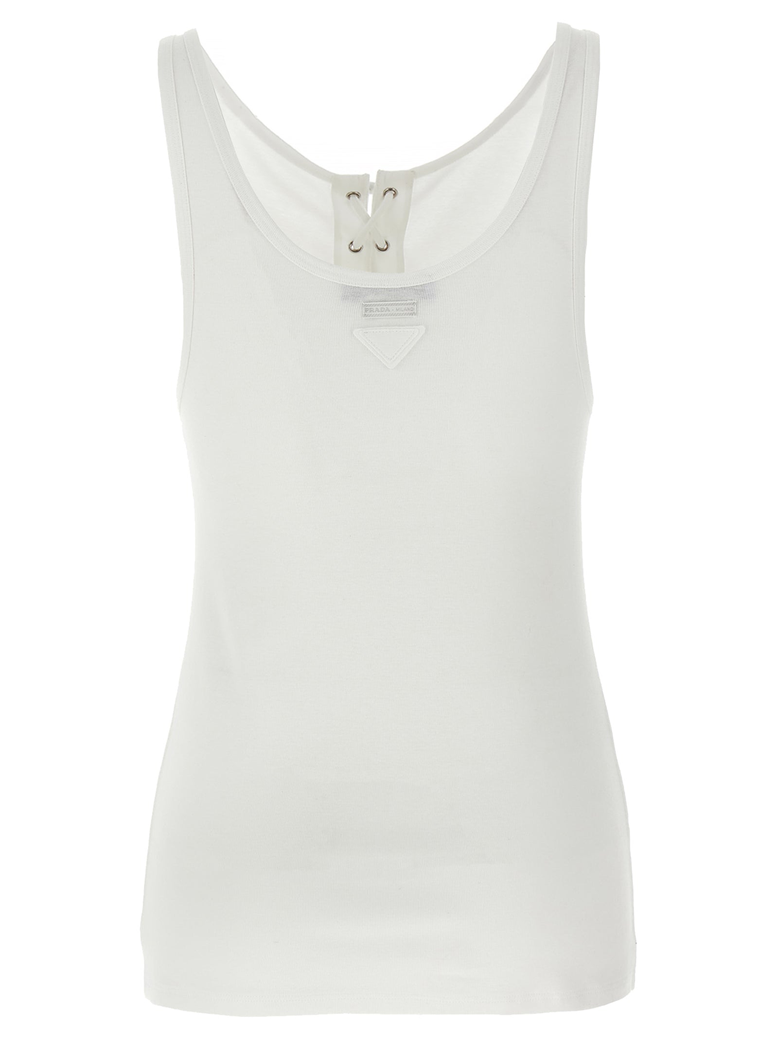 Prada White Cotton Tank Tops Prada