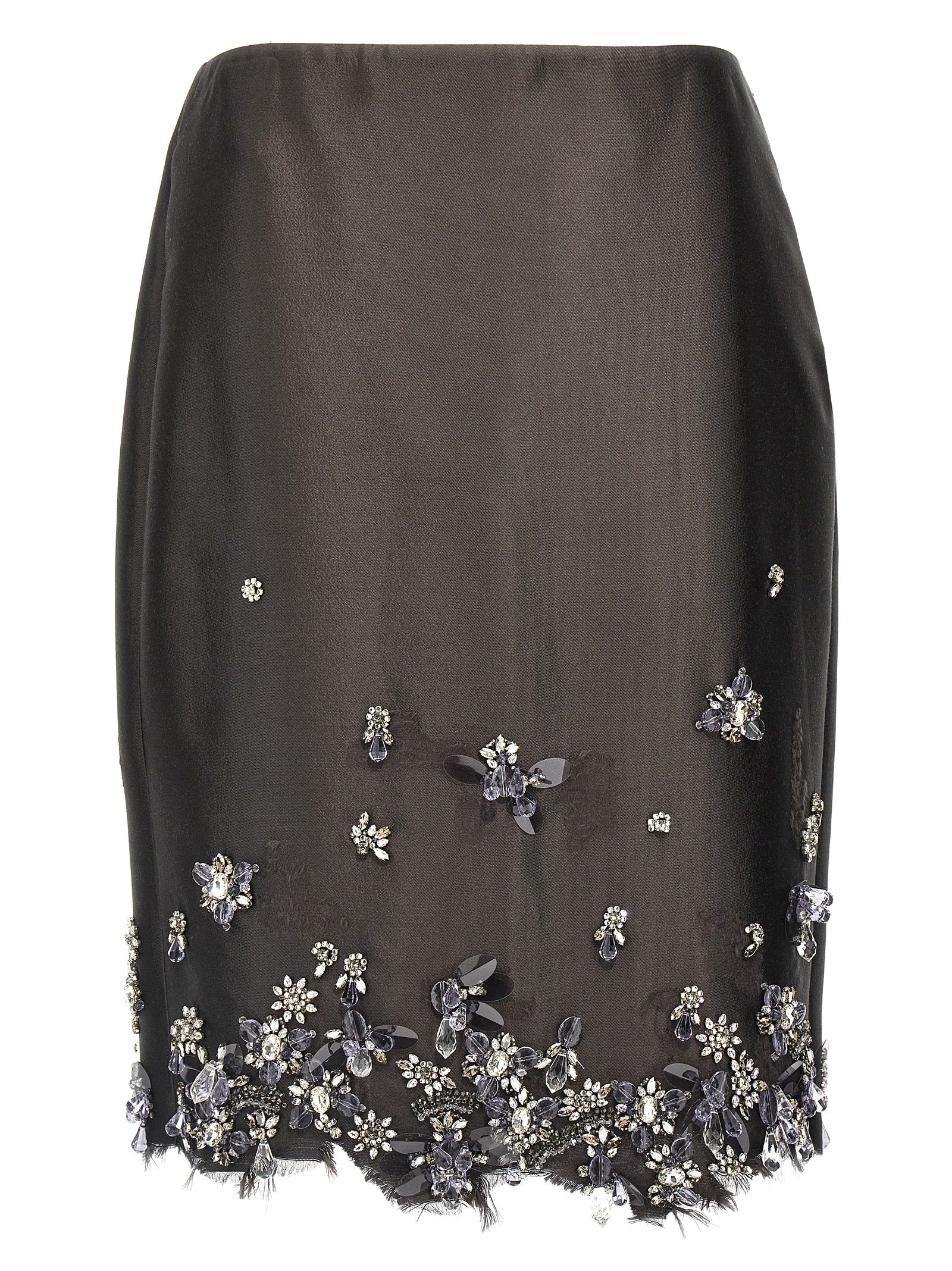 Prada Gray Silk Midi Skirt Prada