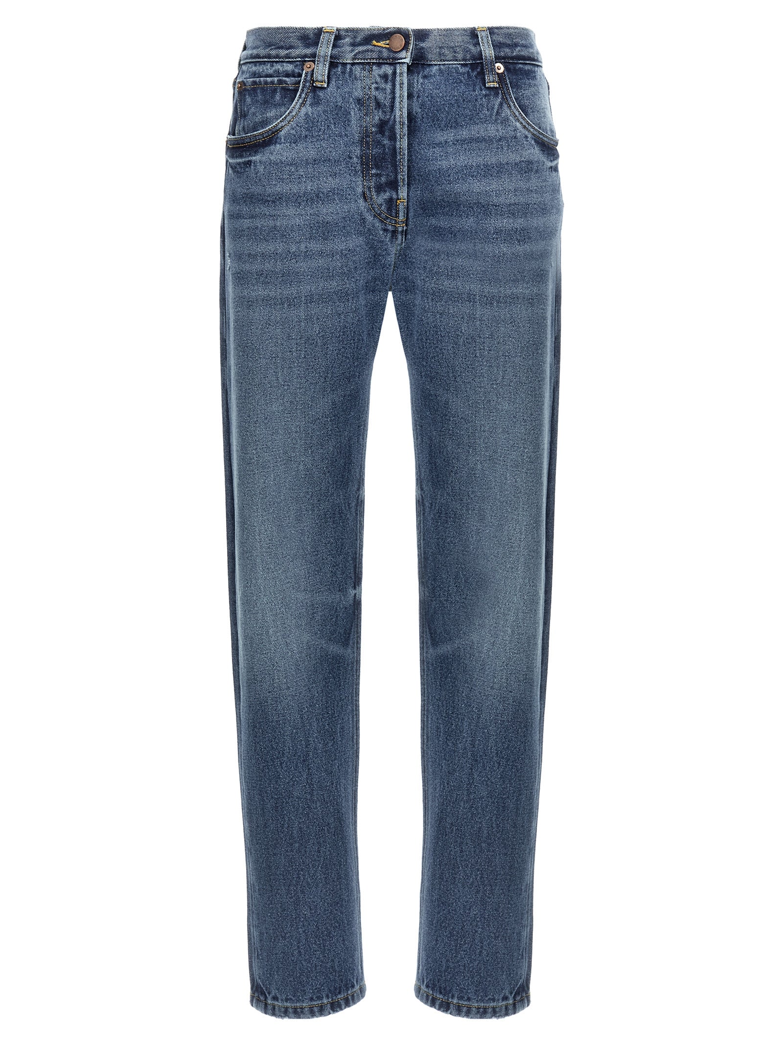 Prada Blue Cotton Straight-Leg Jeans Prada