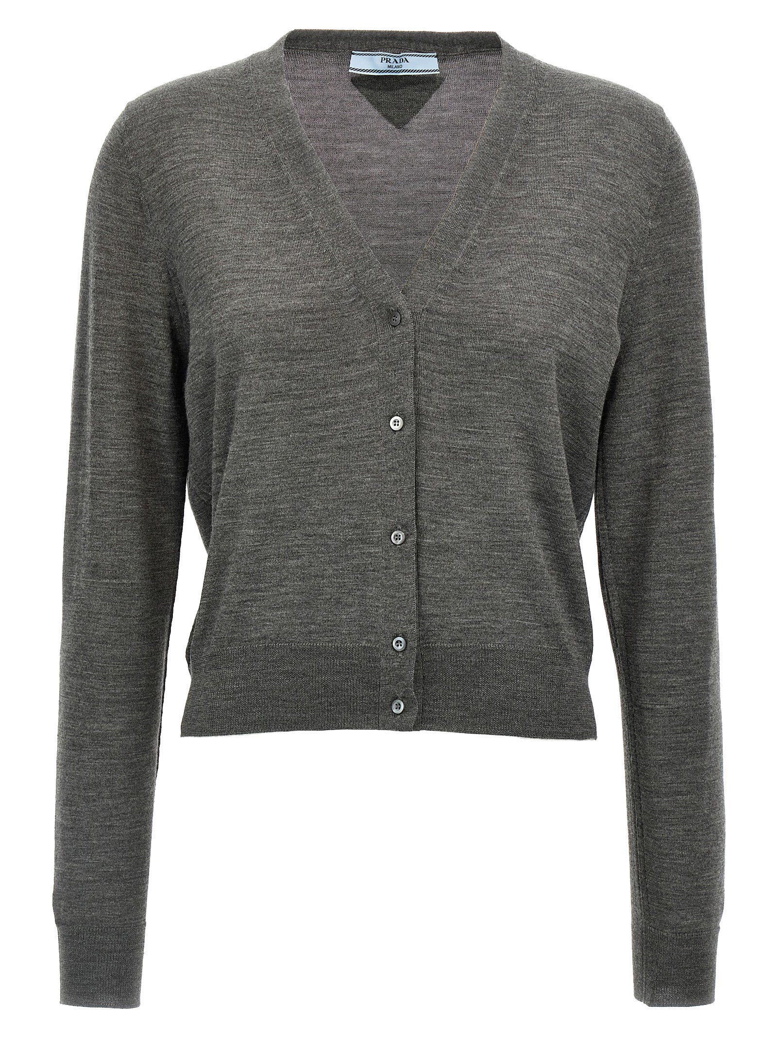 Prada Gray Virgin Wool Cardigan Prada