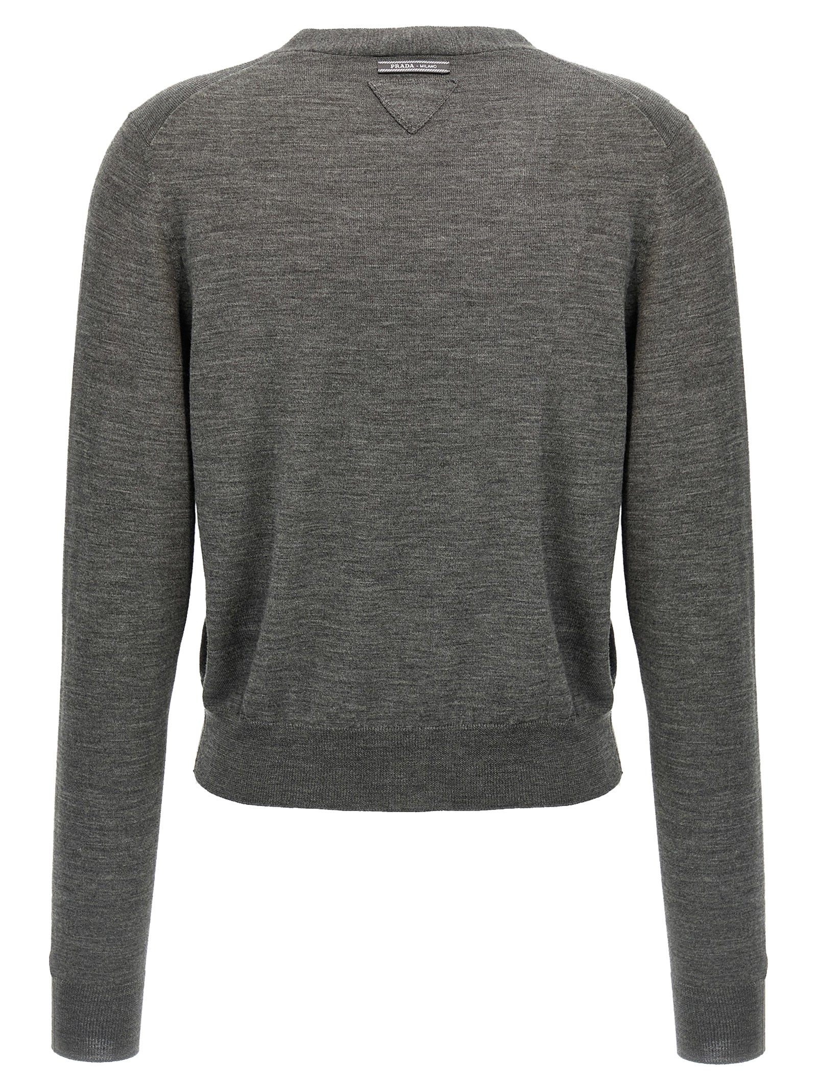 Prada Gray Virgin Wool Cardigan Prada