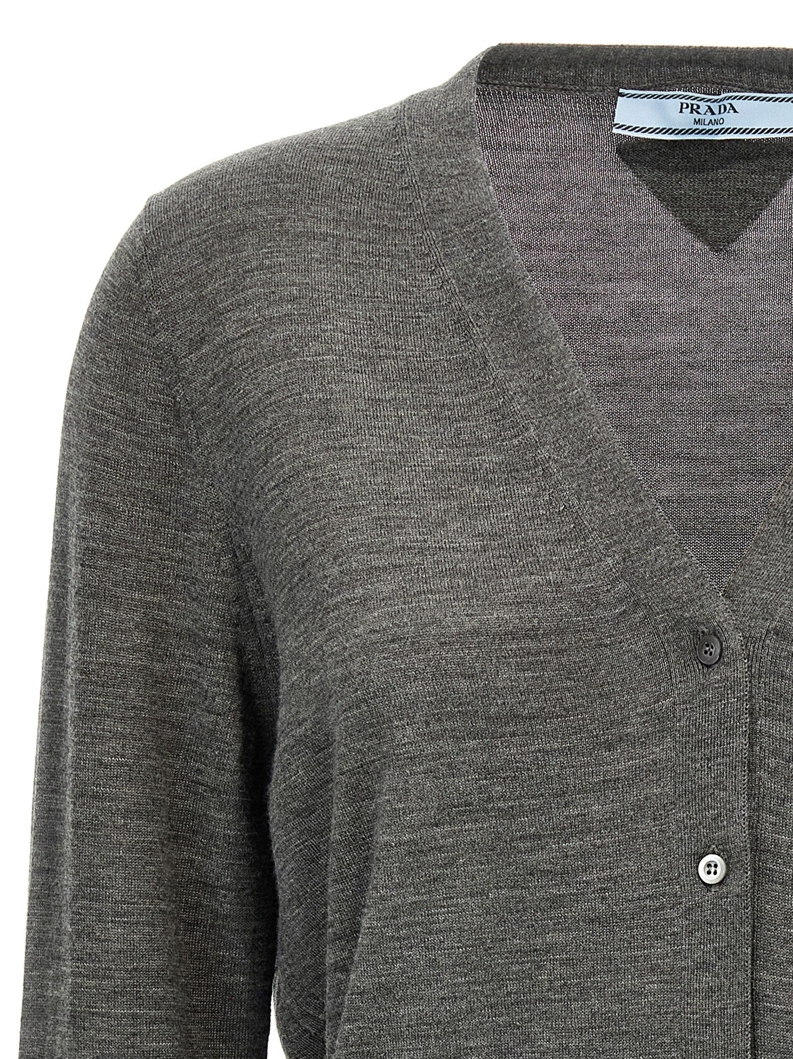 Prada Gray Virgin Wool Cardigan Prada