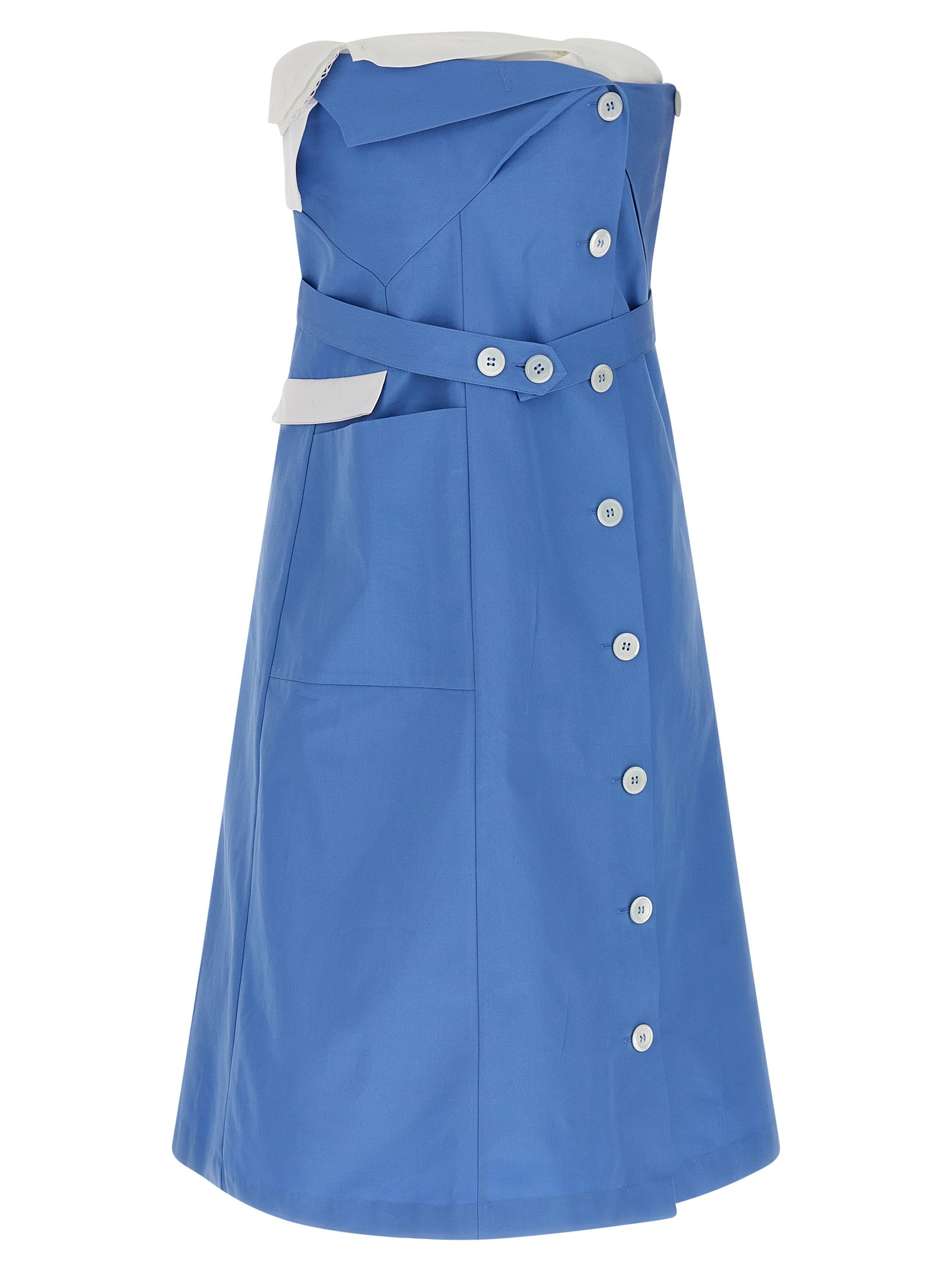 Miu Miu Blue Cotton Short Dress Miu Miu