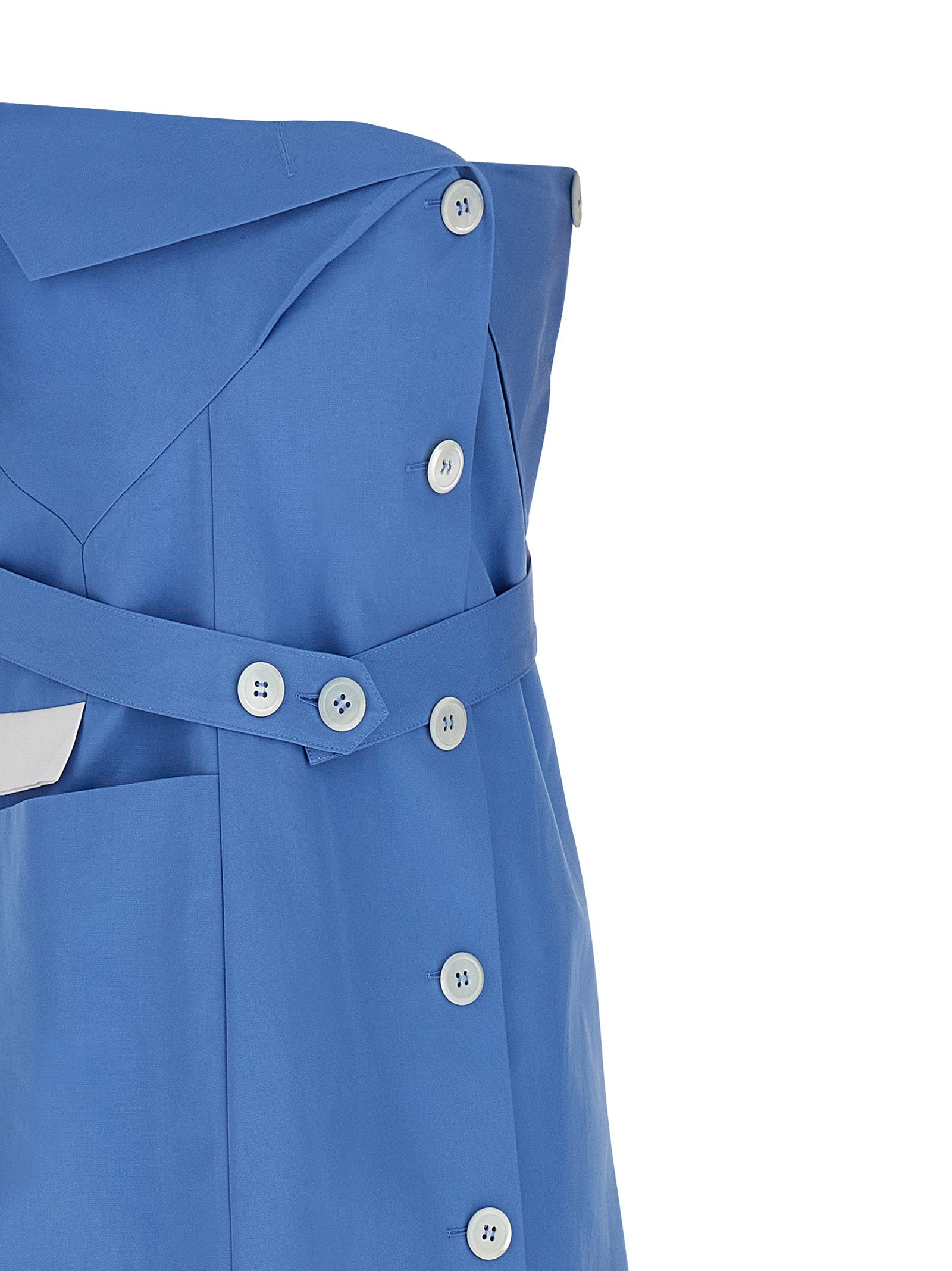 Miu Miu Blue Cotton Short Dress Miu Miu