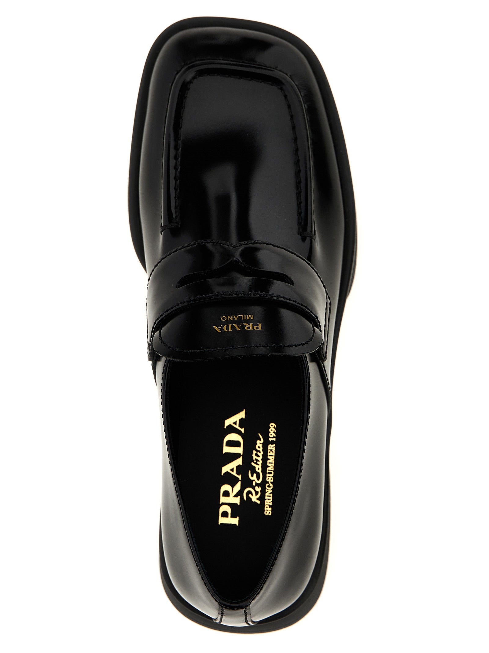Prada Black Calfskin Slip-On Loafers Prada