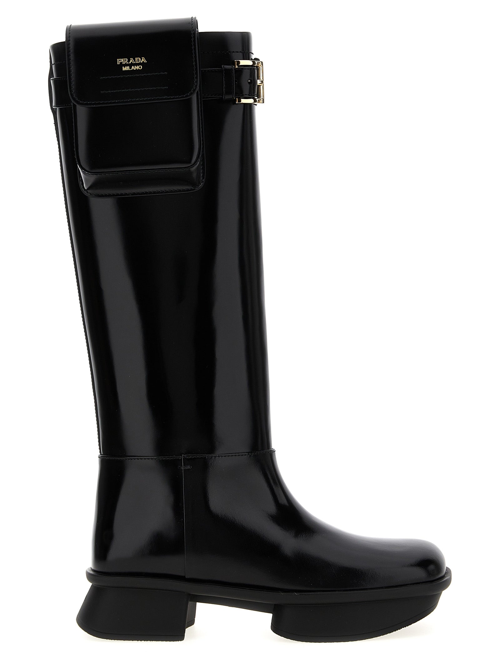 Prada Black Calfskin Over The Knee Prada
