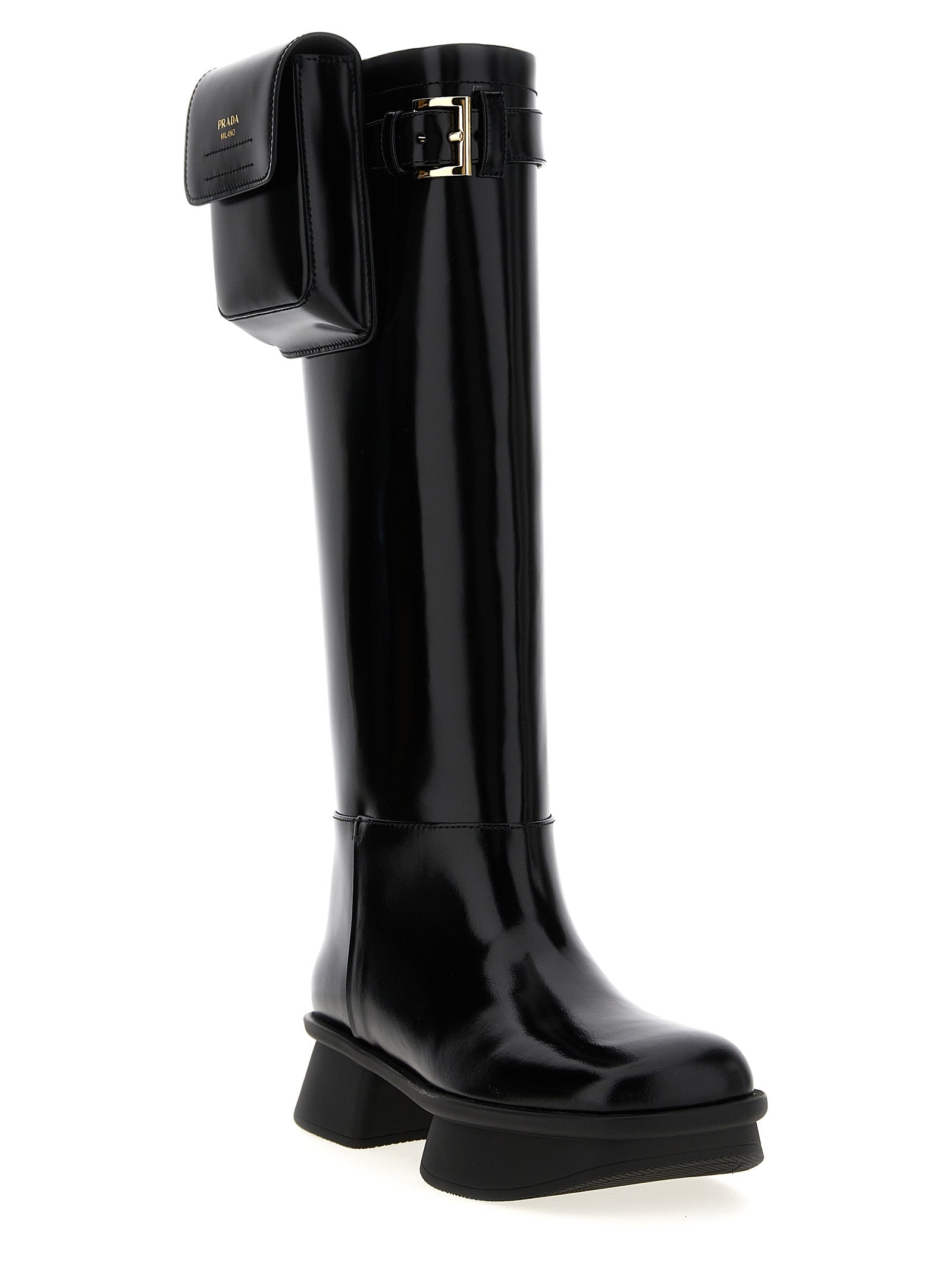Prada Black Calfskin Over The Knee Prada