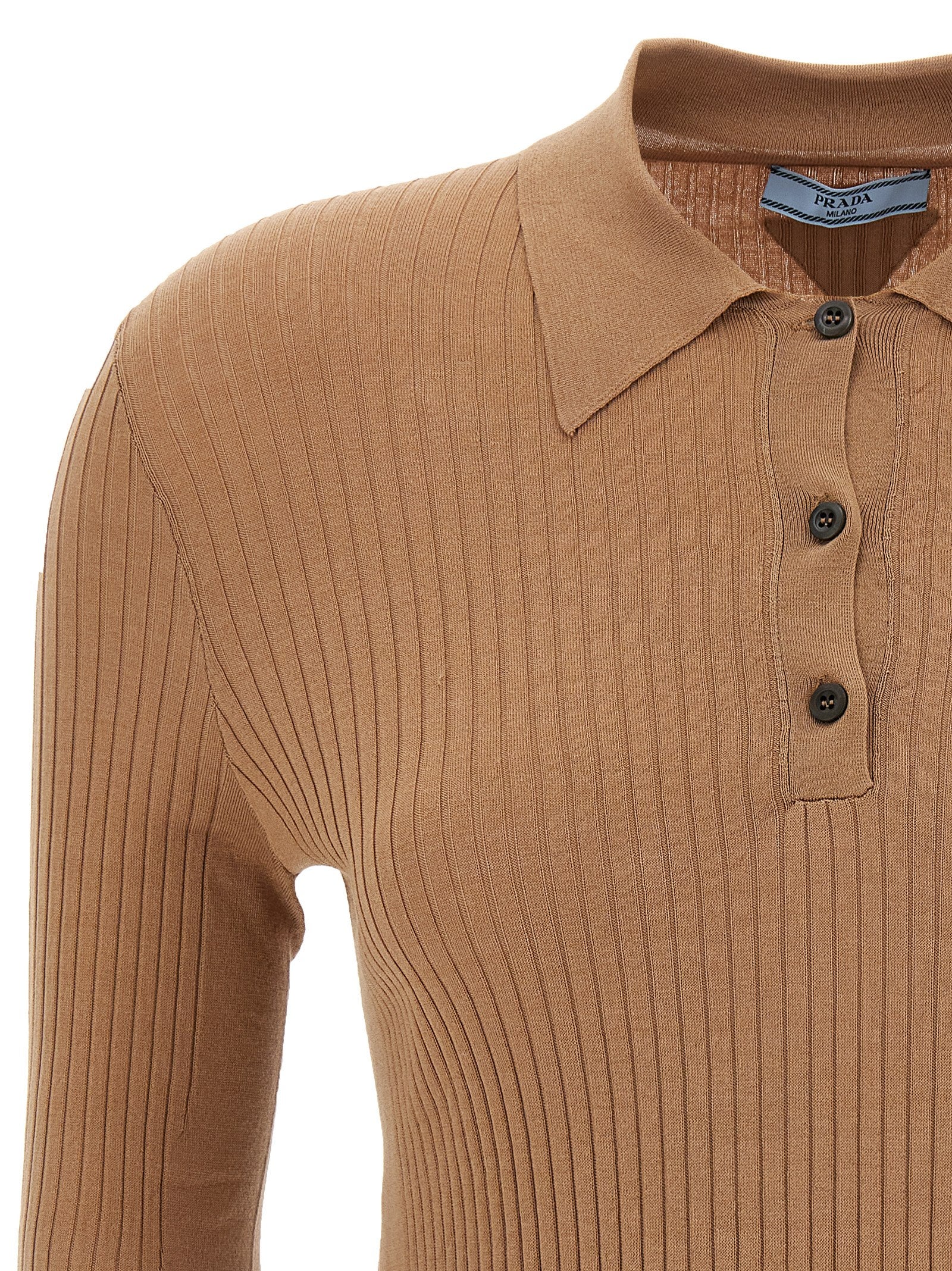 Prada Beige Cotton Polo Shirt Prada