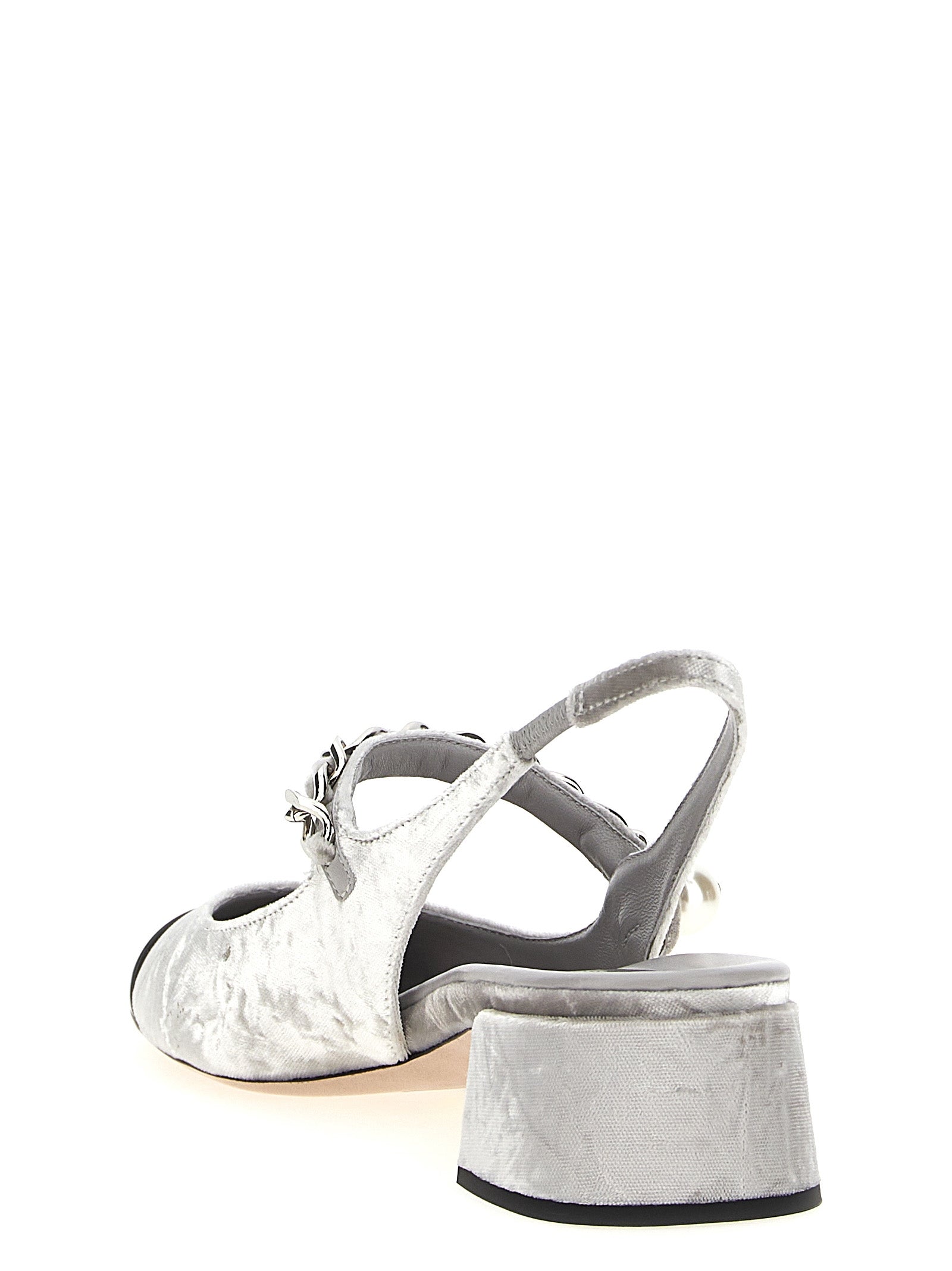 Miu Miu Silver Calfskin Mid Heel Pumps Miu Miu