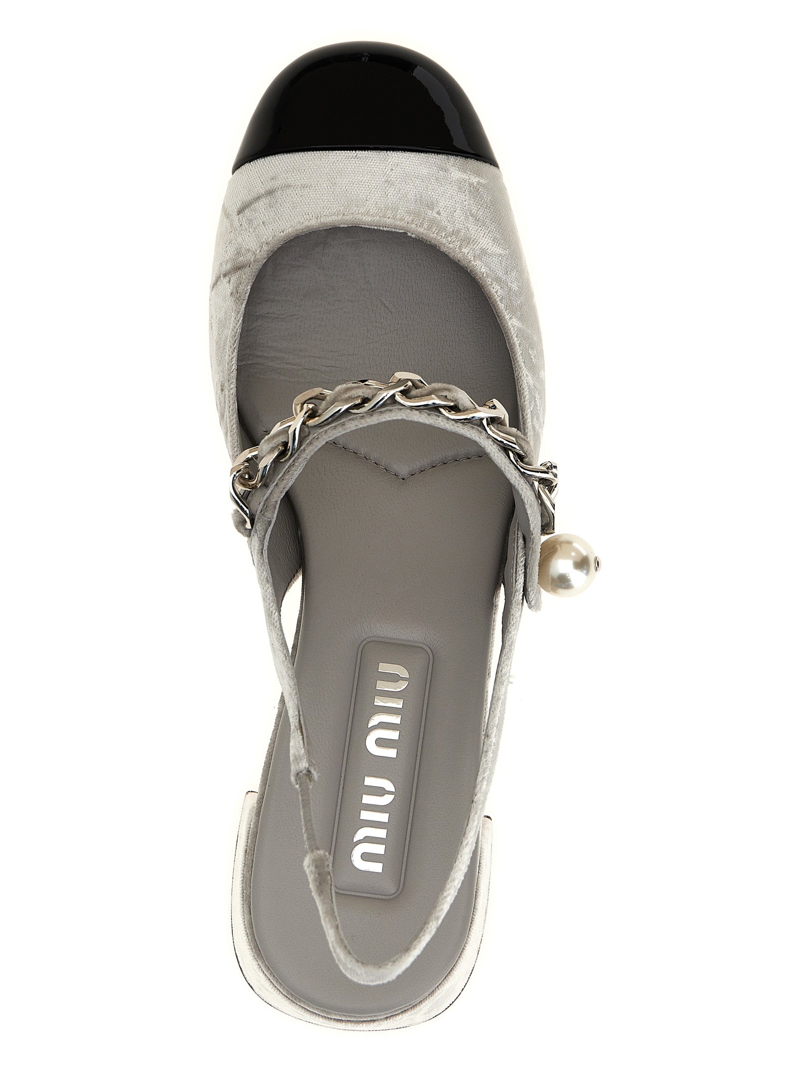 Miu Miu Silver Calfskin Mid Heel Pumps Miu Miu