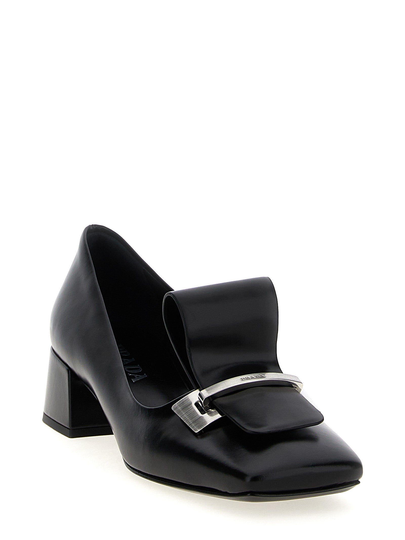 Prada Black Calfskin Mid Heel Pumps Prada