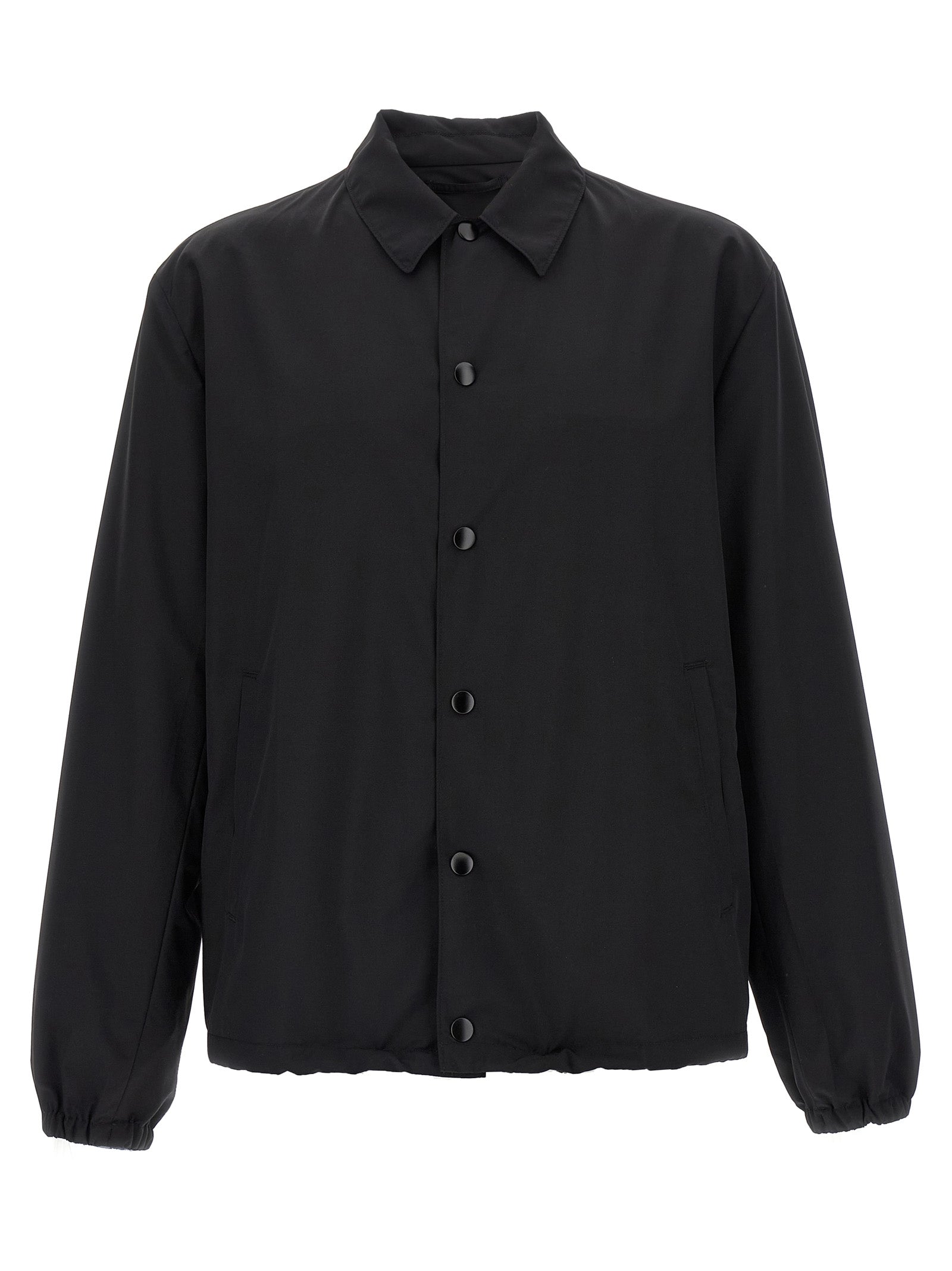Prada Black Virgin Wool Full-Length Jacket Prada