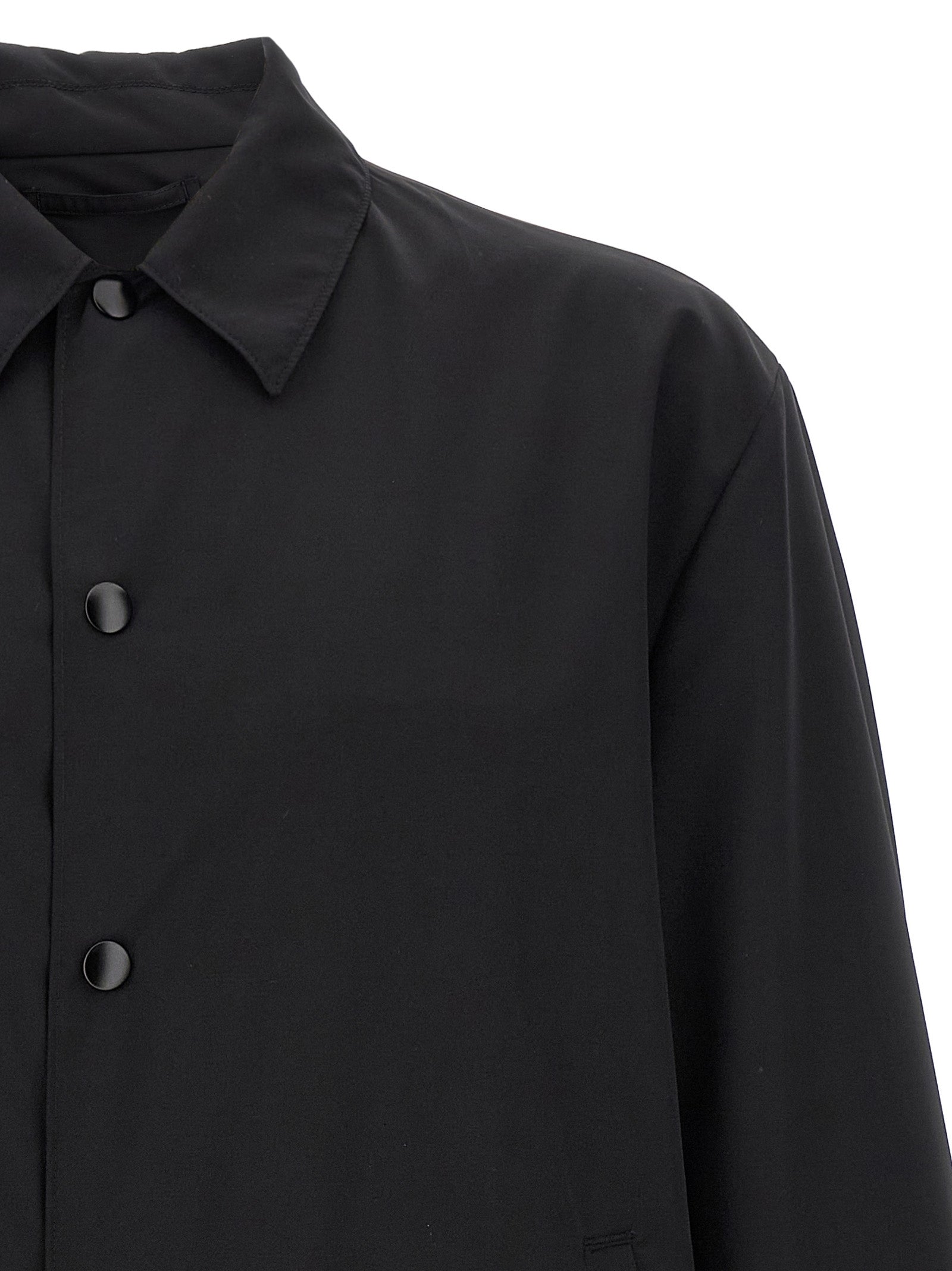 Prada Black Virgin Wool Full-Length Jacket Prada